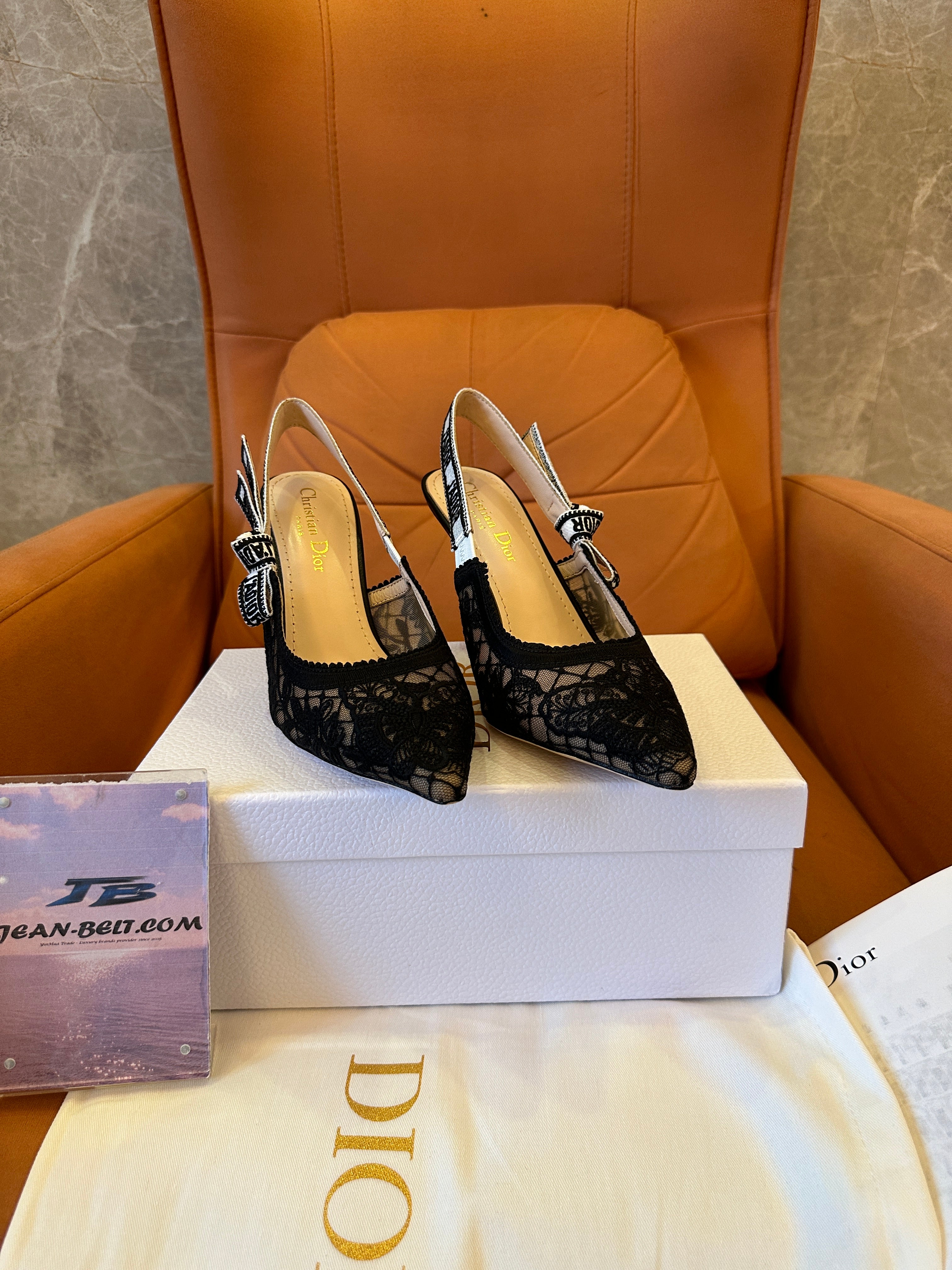 Dior J'Adior Lace Slingback Pumps Black
