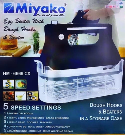 Miyako Egg Beater & Hand Mixer with Dough Hooks
