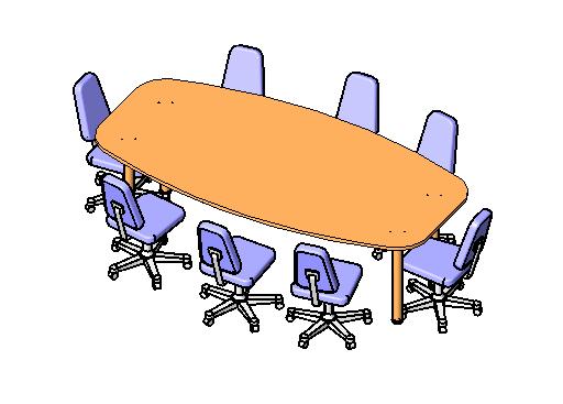 Meeting Room Table with Chairs revit family free download