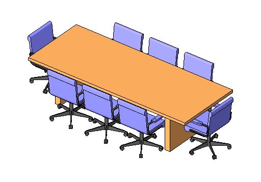 Table - Conference w Chairs revit family free download