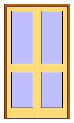Double Shutter Double Glass Panel Door revit family free download