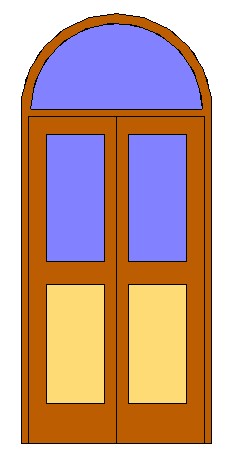 Double Shutter Partly Half Glass Arch Door revit family free download