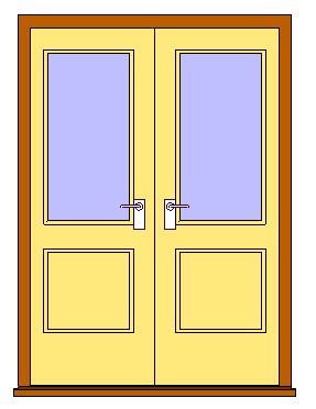 Ext Double half Glass Door w Grid revit family free download