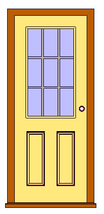 Ext Single 2 panel & Half Glass Door w grid revit family free download