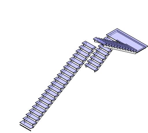 Commercial Stair Glass Open Riser revit family free download