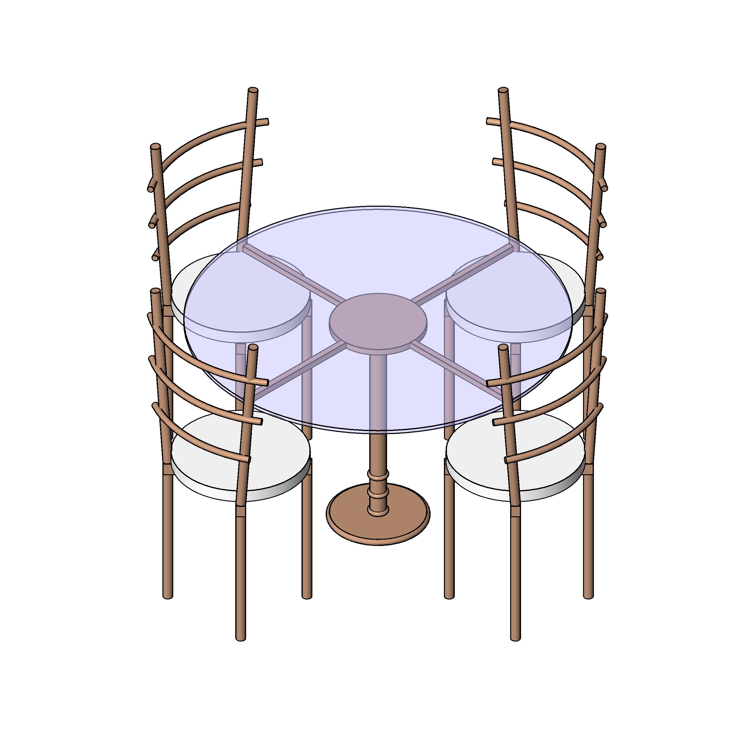 Dining Circular 4 Seater revit family free download