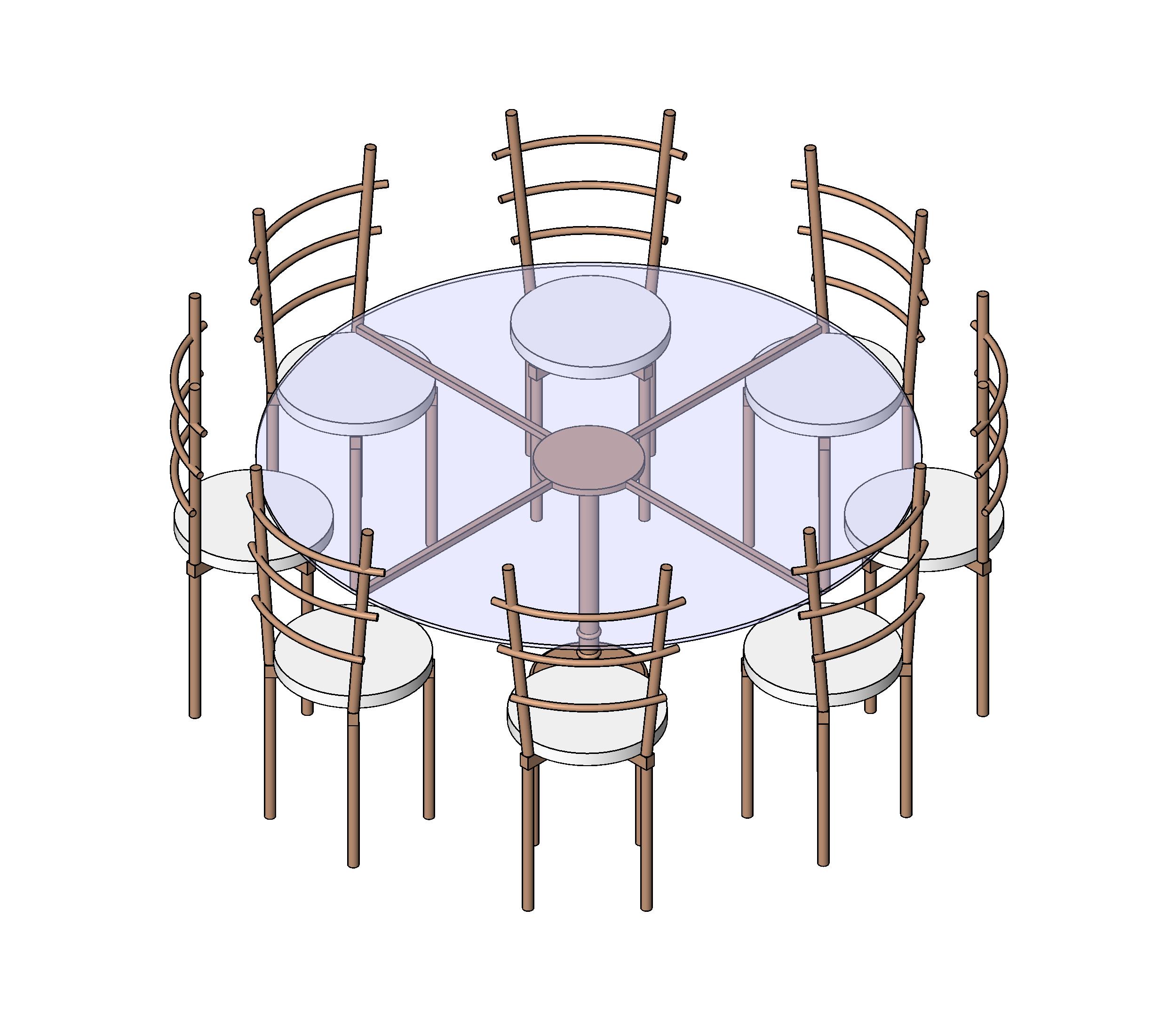 Furn-Dining Circular 8 Seater revit family free download