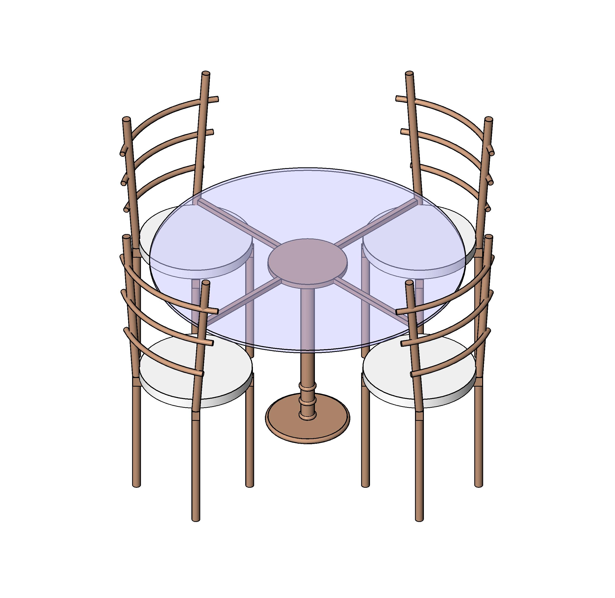 Table Dining 4 Seater Circular revit family free download