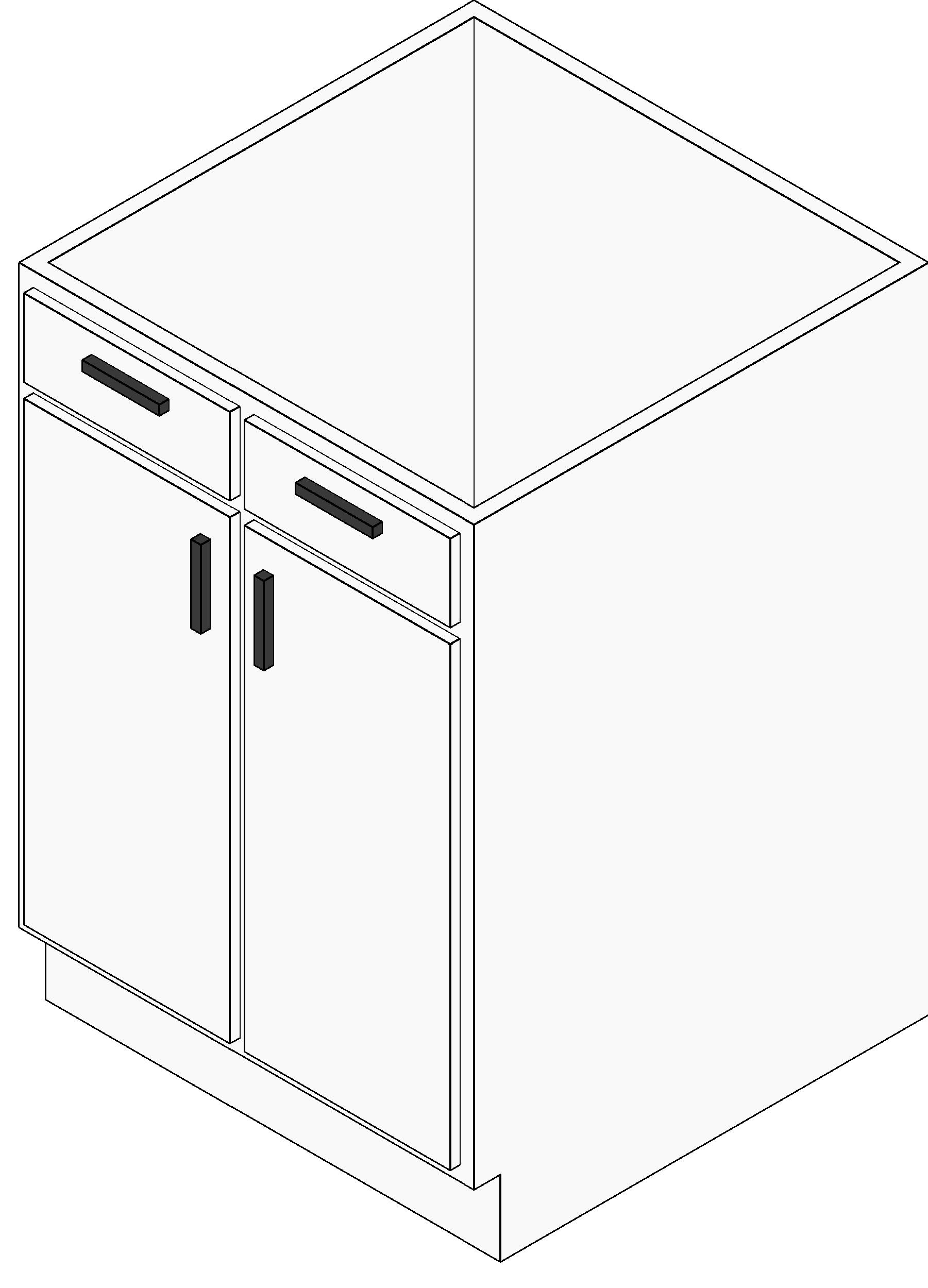 M Base Cabinet Double Door & 2 Drawer revit family free download