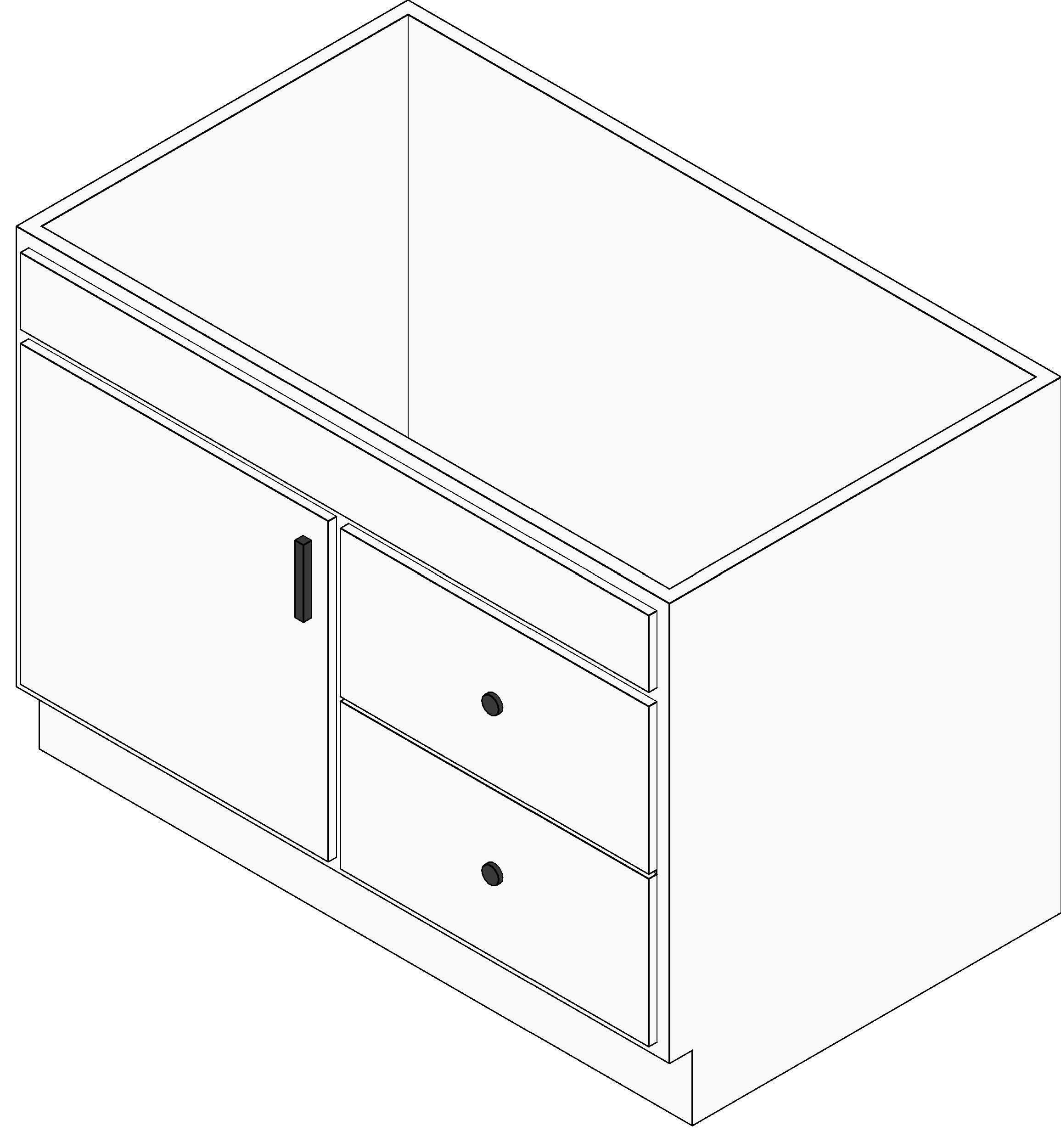 M Vanity Cabinet Single Door Double Drawer revit family free download
