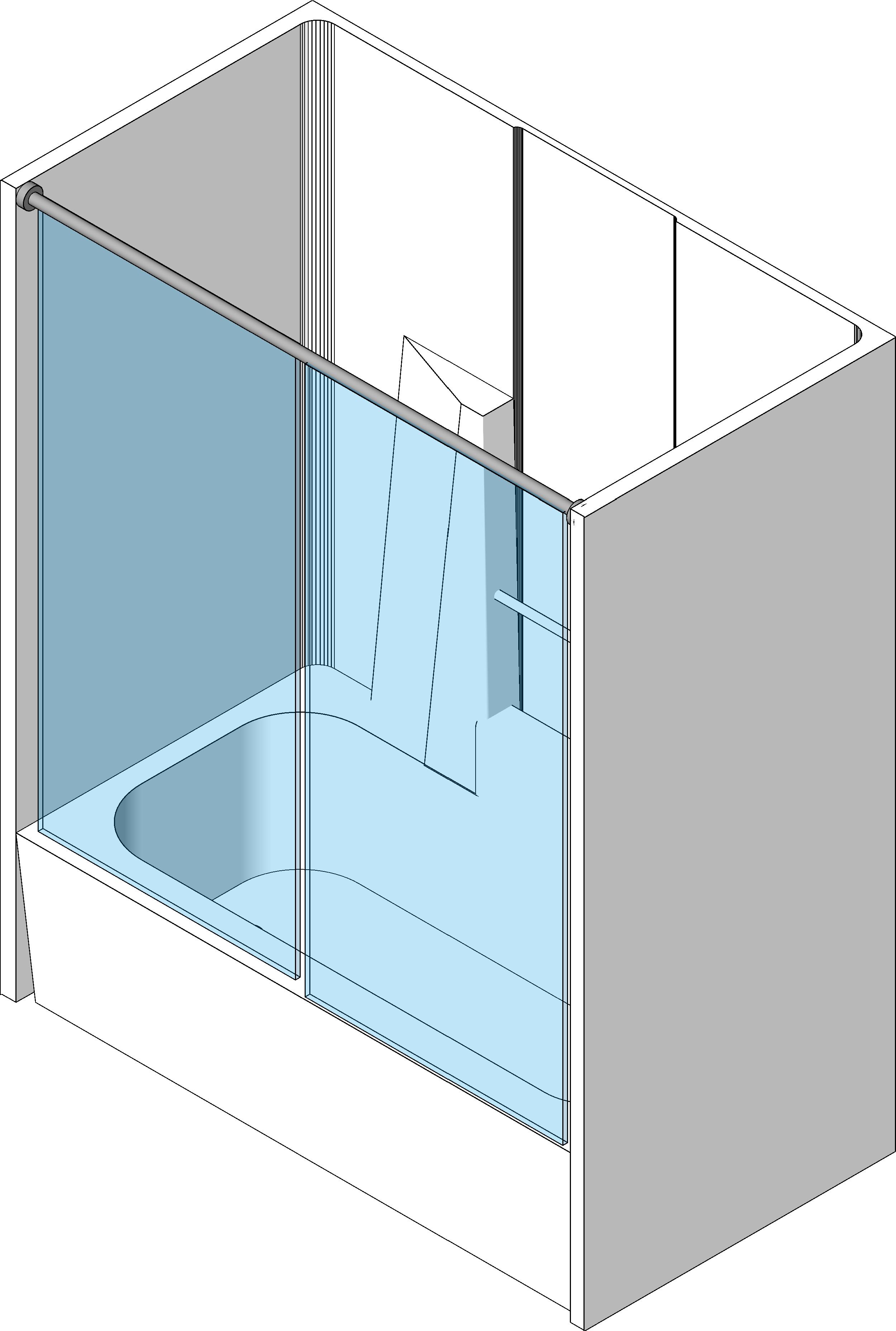 Shower Tub Glass Door revit family free download