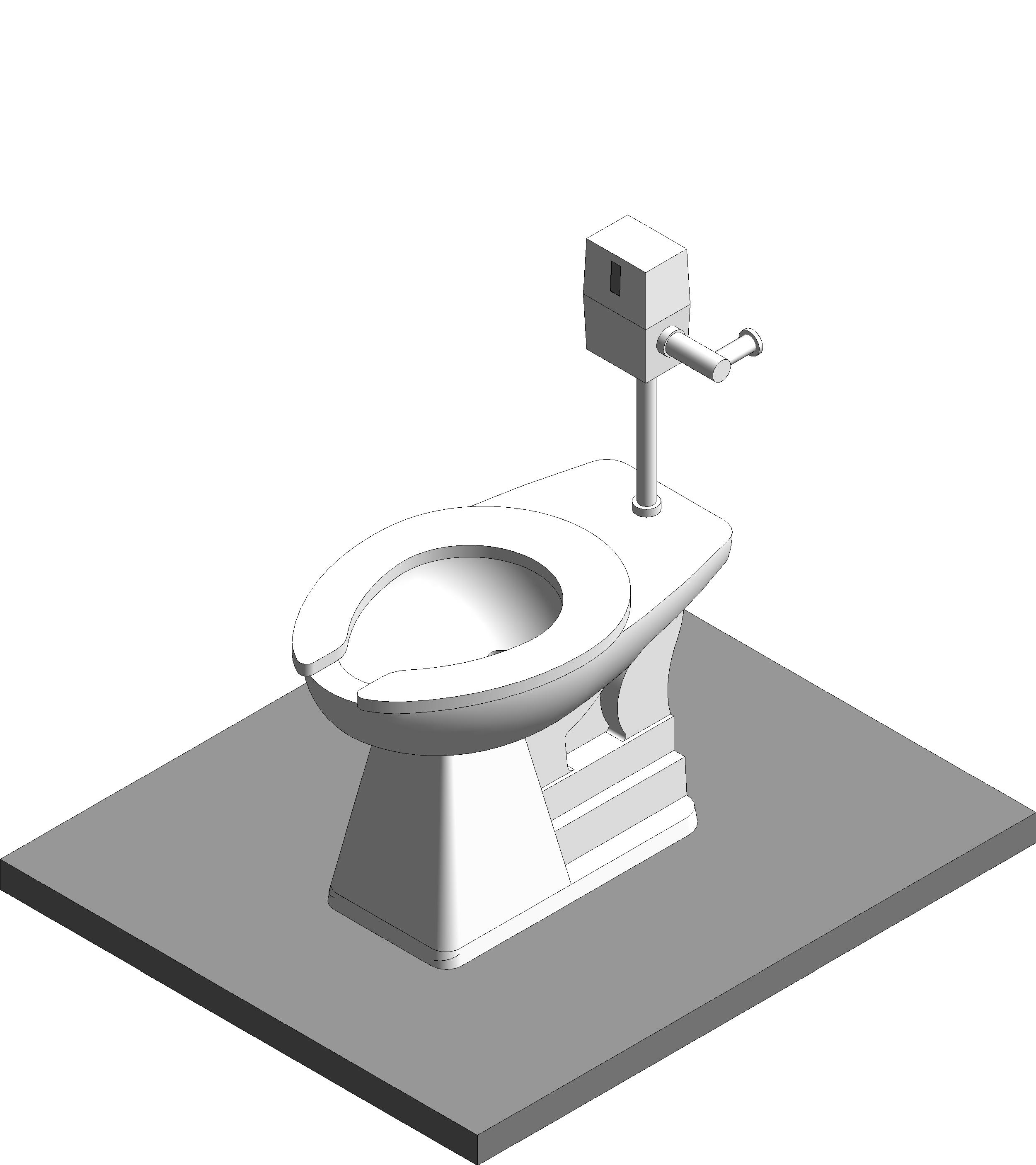 Toilet Elongated Commercial HET Flushmeter ADA revit family free download