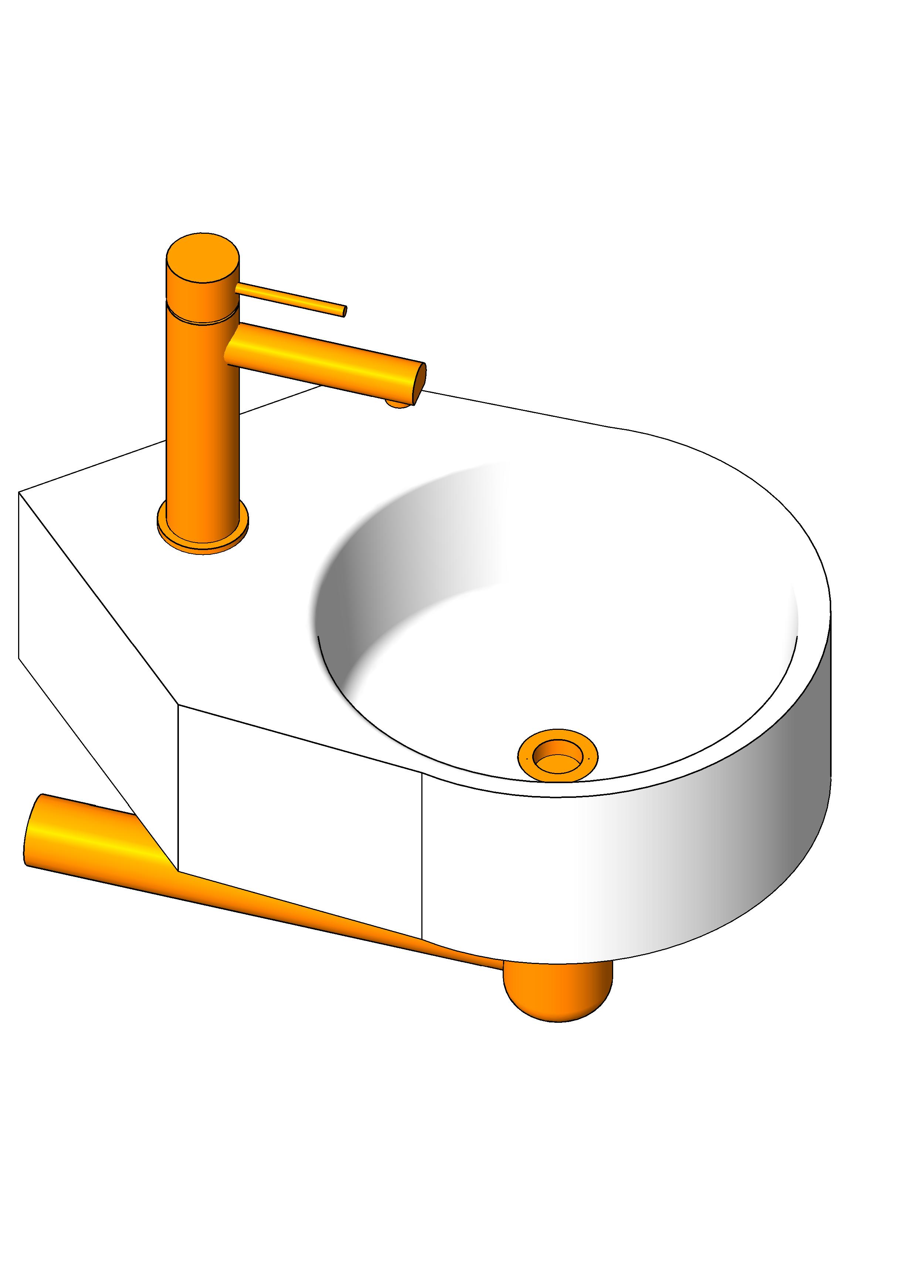 Sink Bathroom Modern - Corner revit family free download