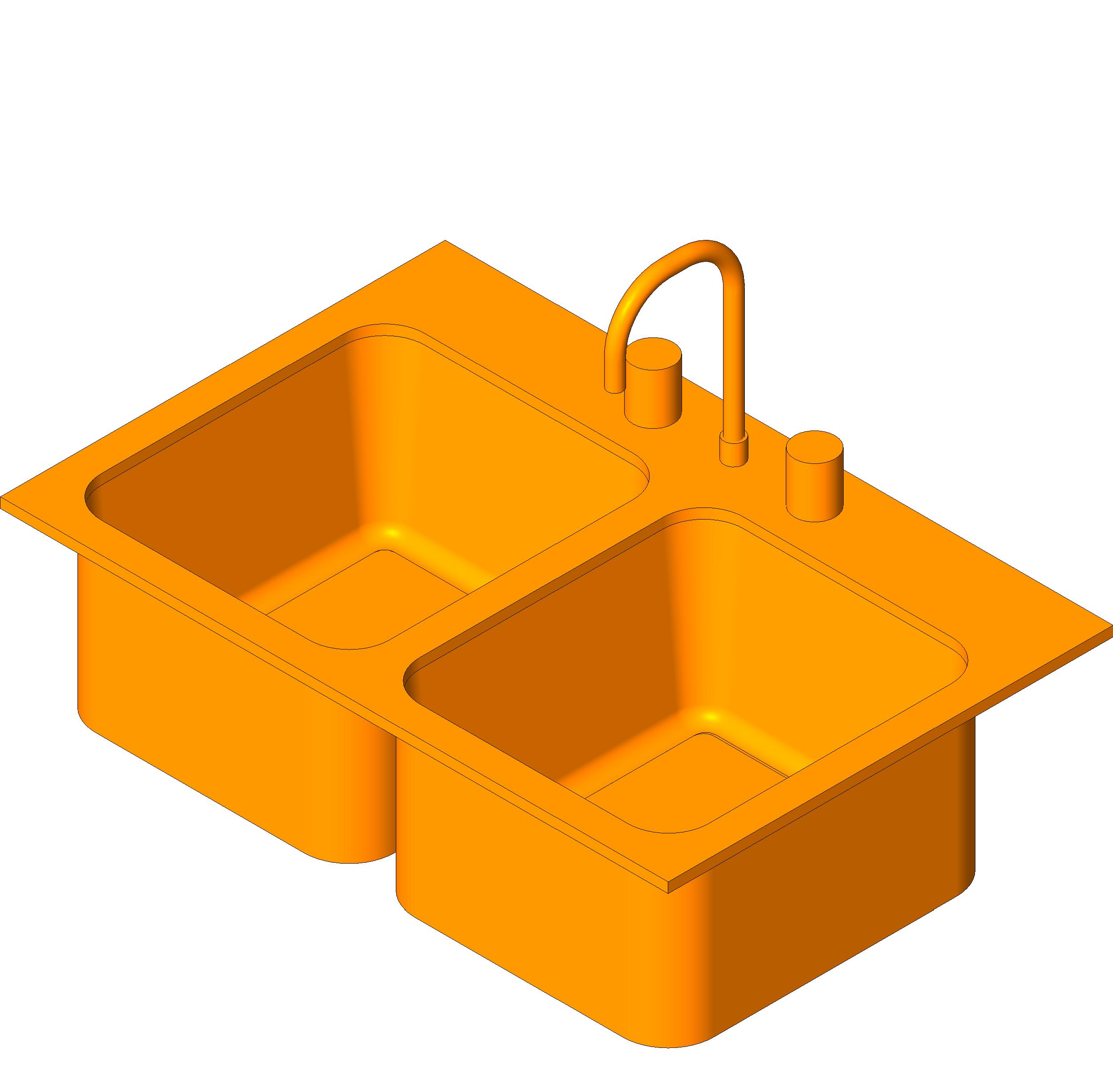 Sink Double Kitchen revit family free download