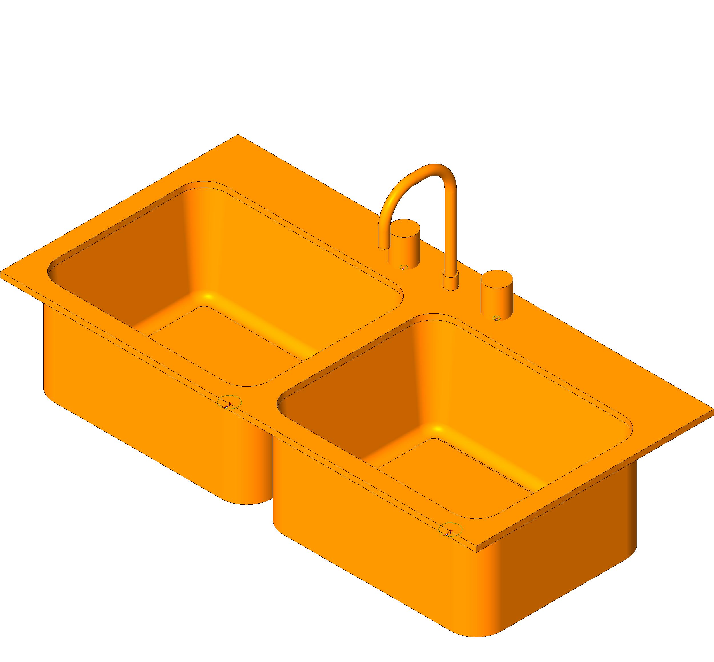 Sink Double Kitchen 2 revit family free download