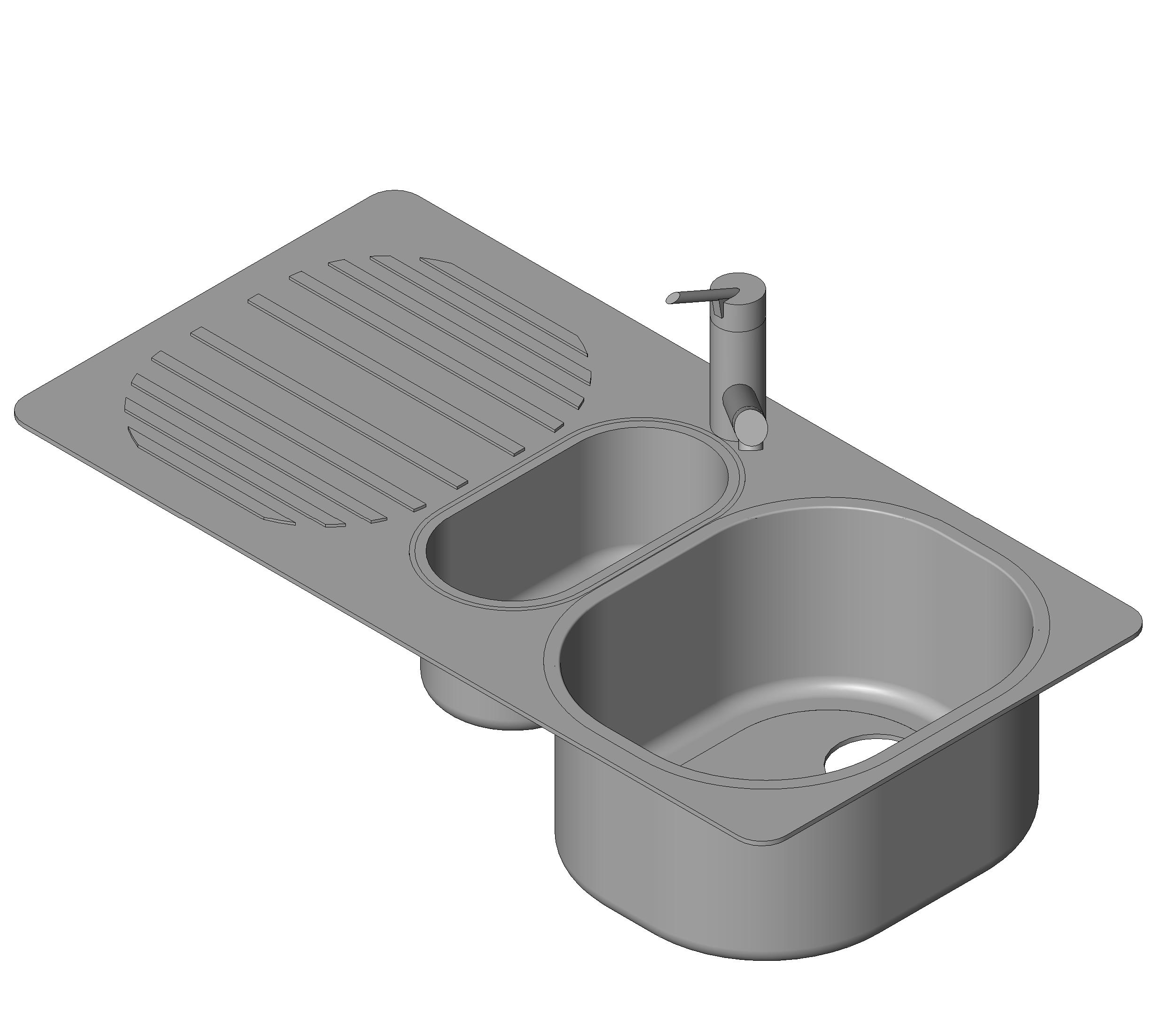 Sink Kitchen - Medium 2 Basins 2 revit family free download