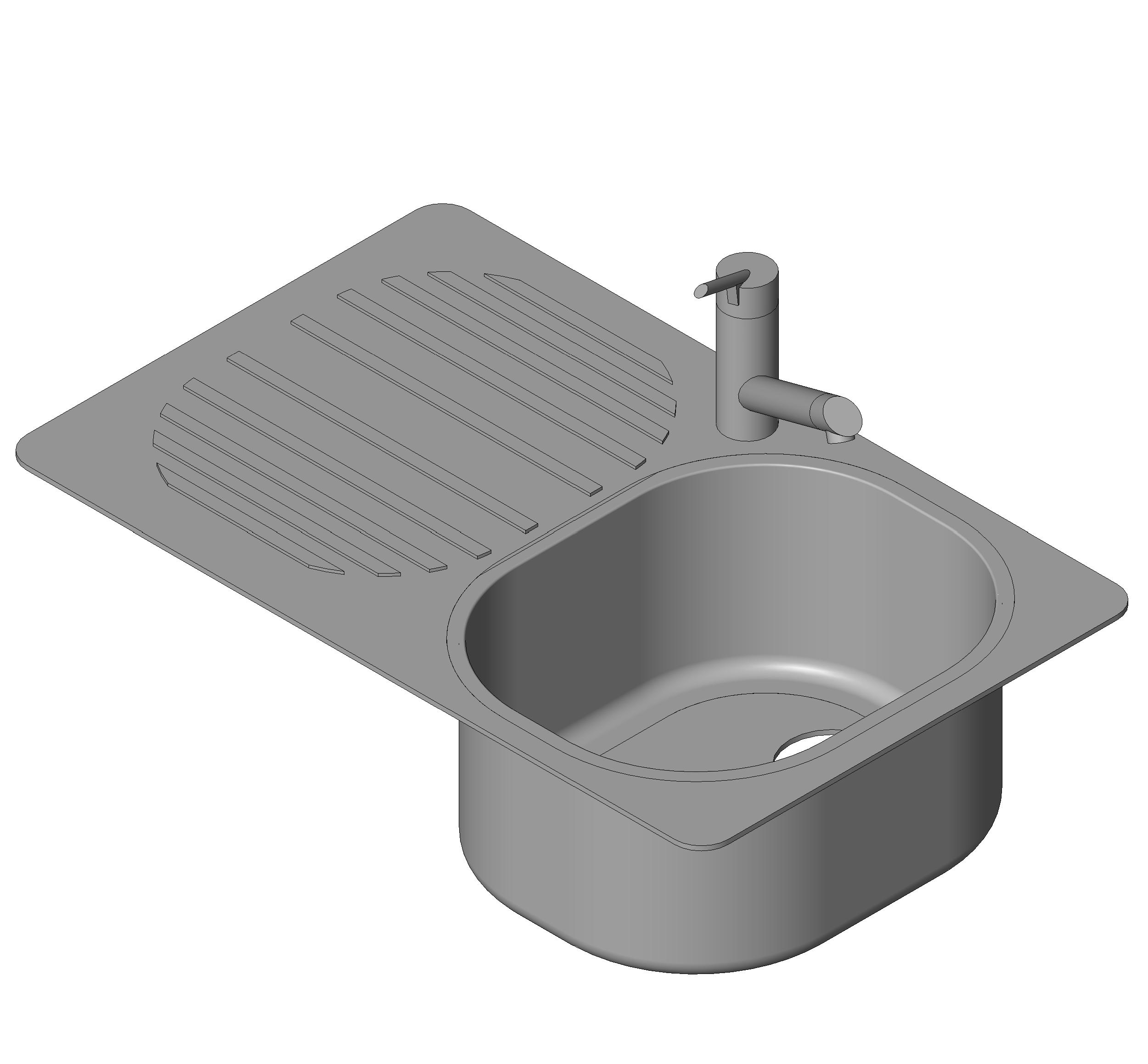 Sink Kitchen - Small 1 Basin revit family free download