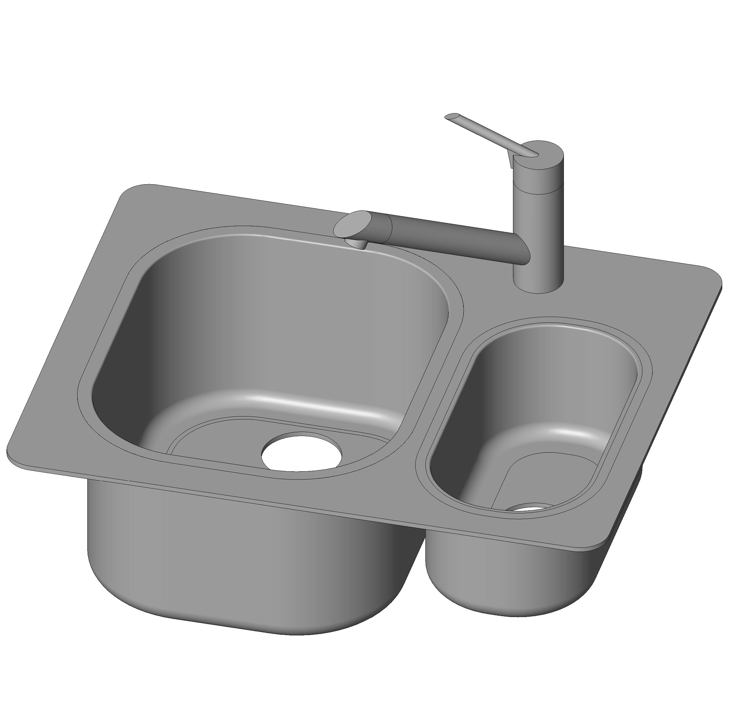 Sink Kitchen - Small 2 Basins revit family free download