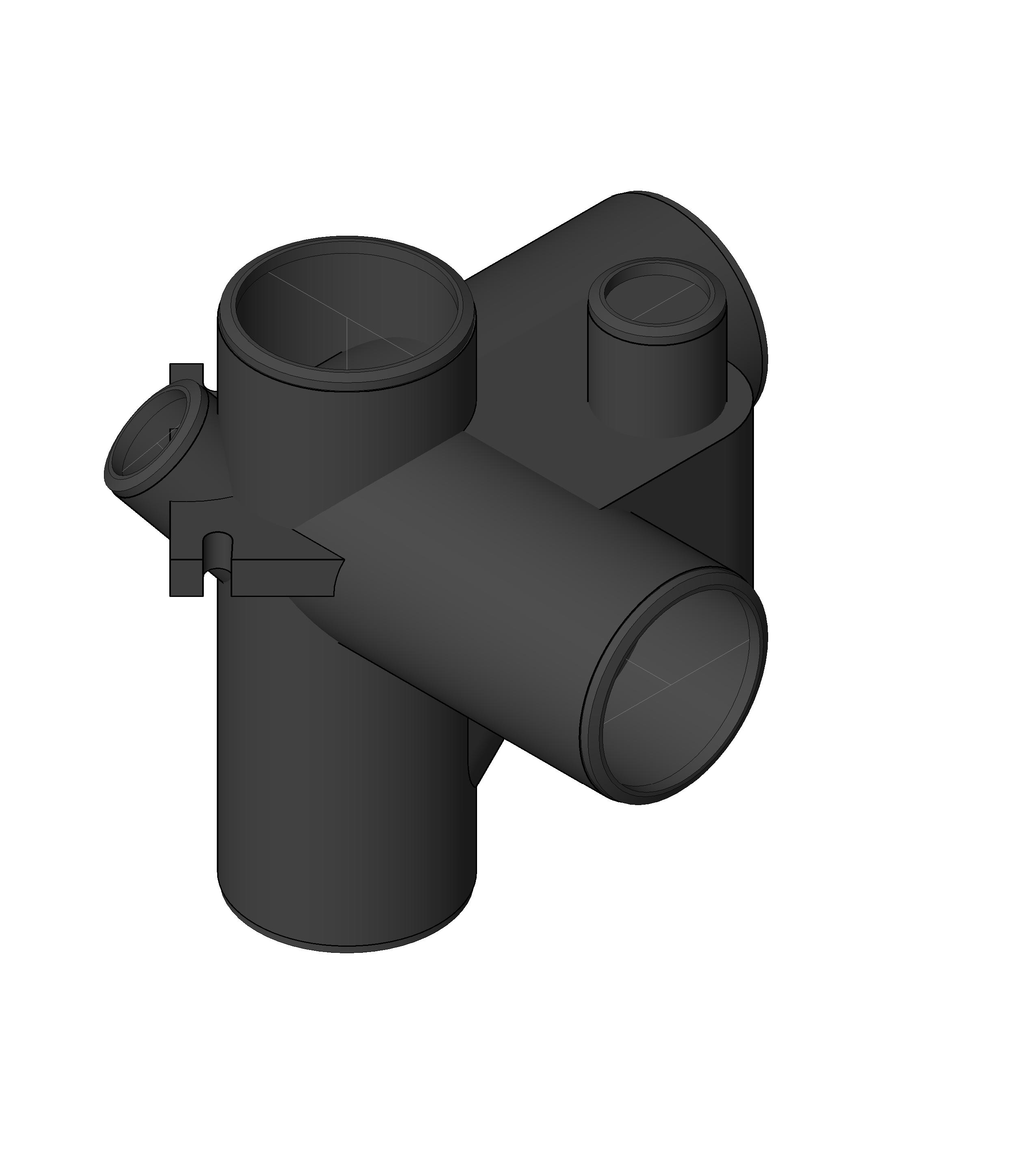 Pipe Fitting 4in No Hub Prison Fitting 2in Top Vent Cast Iron revit family free download
