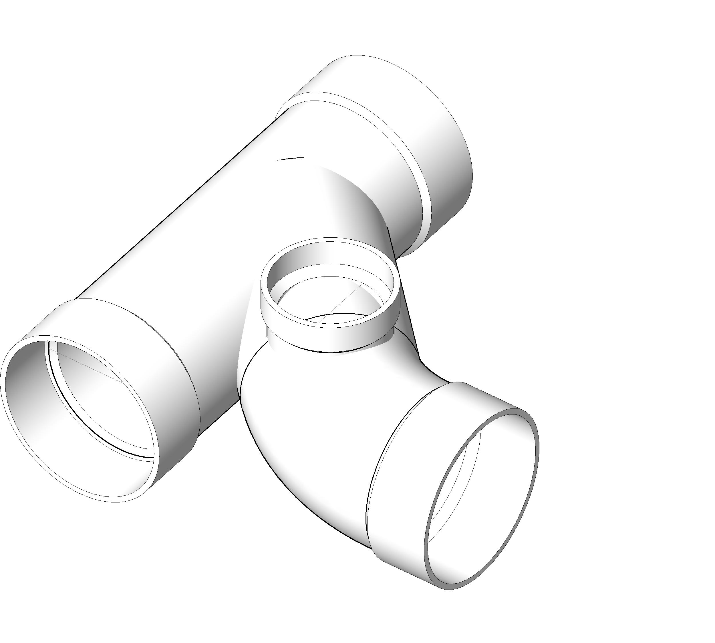 Pipe Fitting Combination Wye Eighth Bend PVC 2 revit family free download
