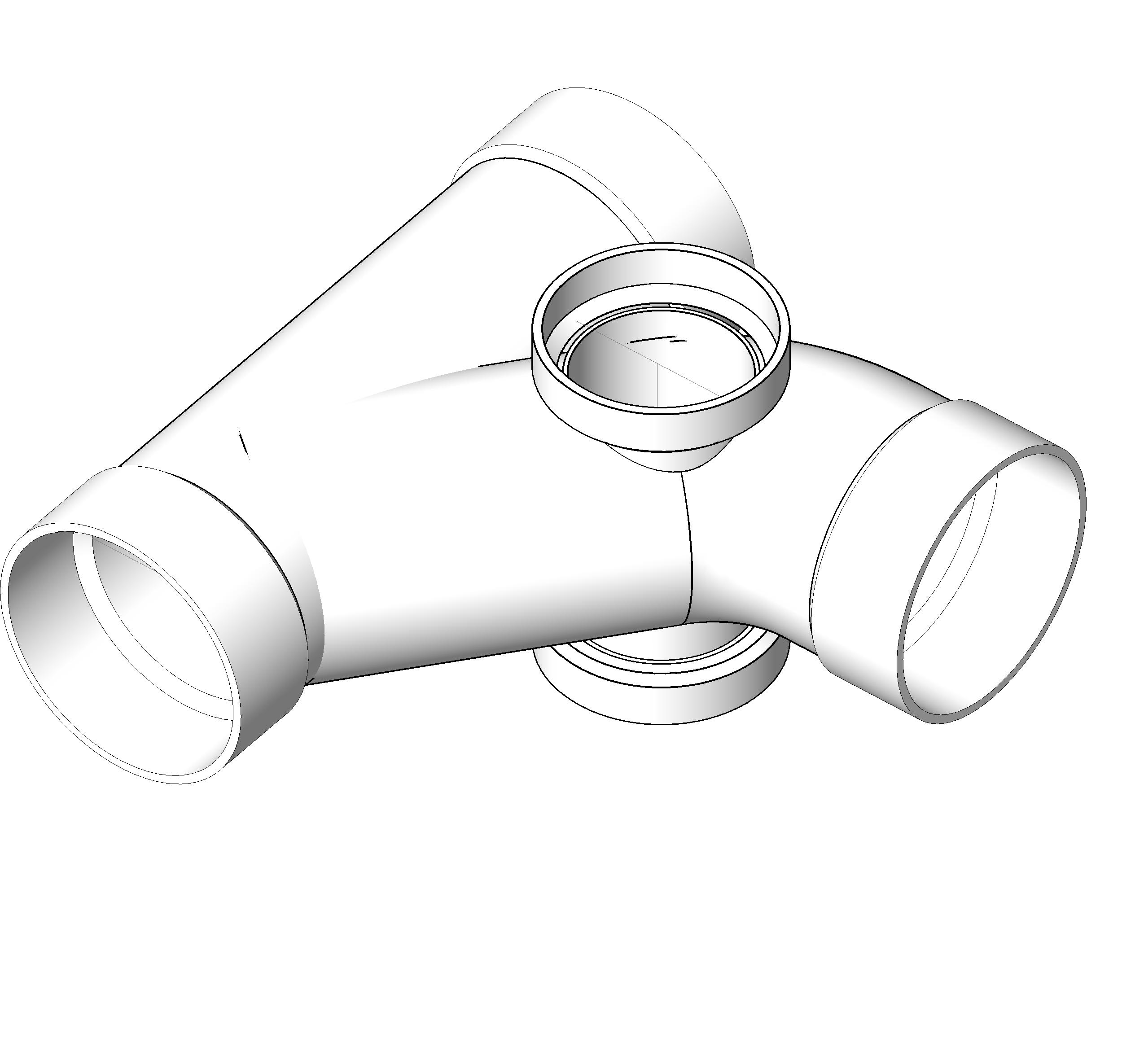 Pipe Fitting Combination Wye Eighth Bend PVC 3 revit family free download