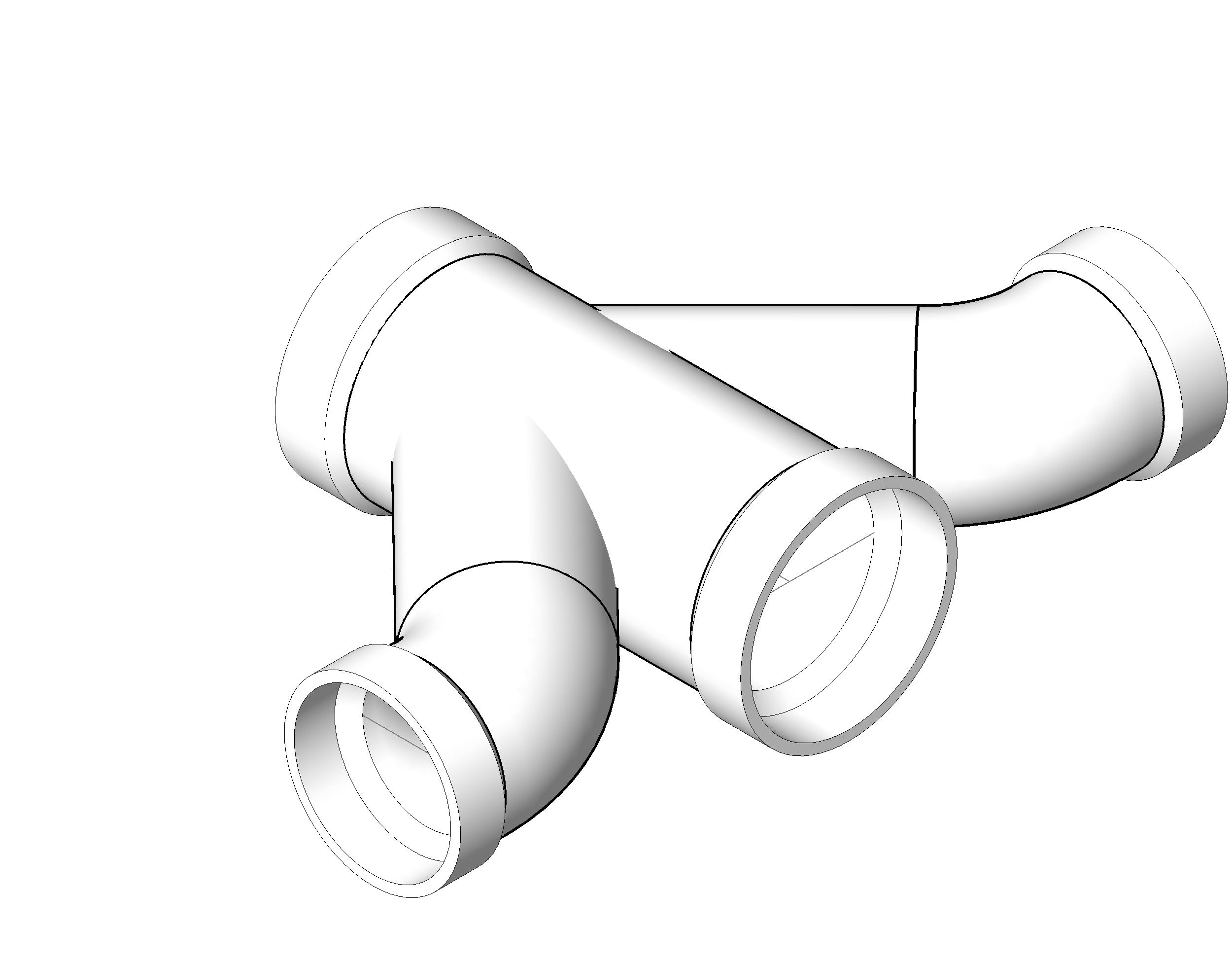 Pipe Fitting Double Combination Wye Eighth Bend PVC revit family free download