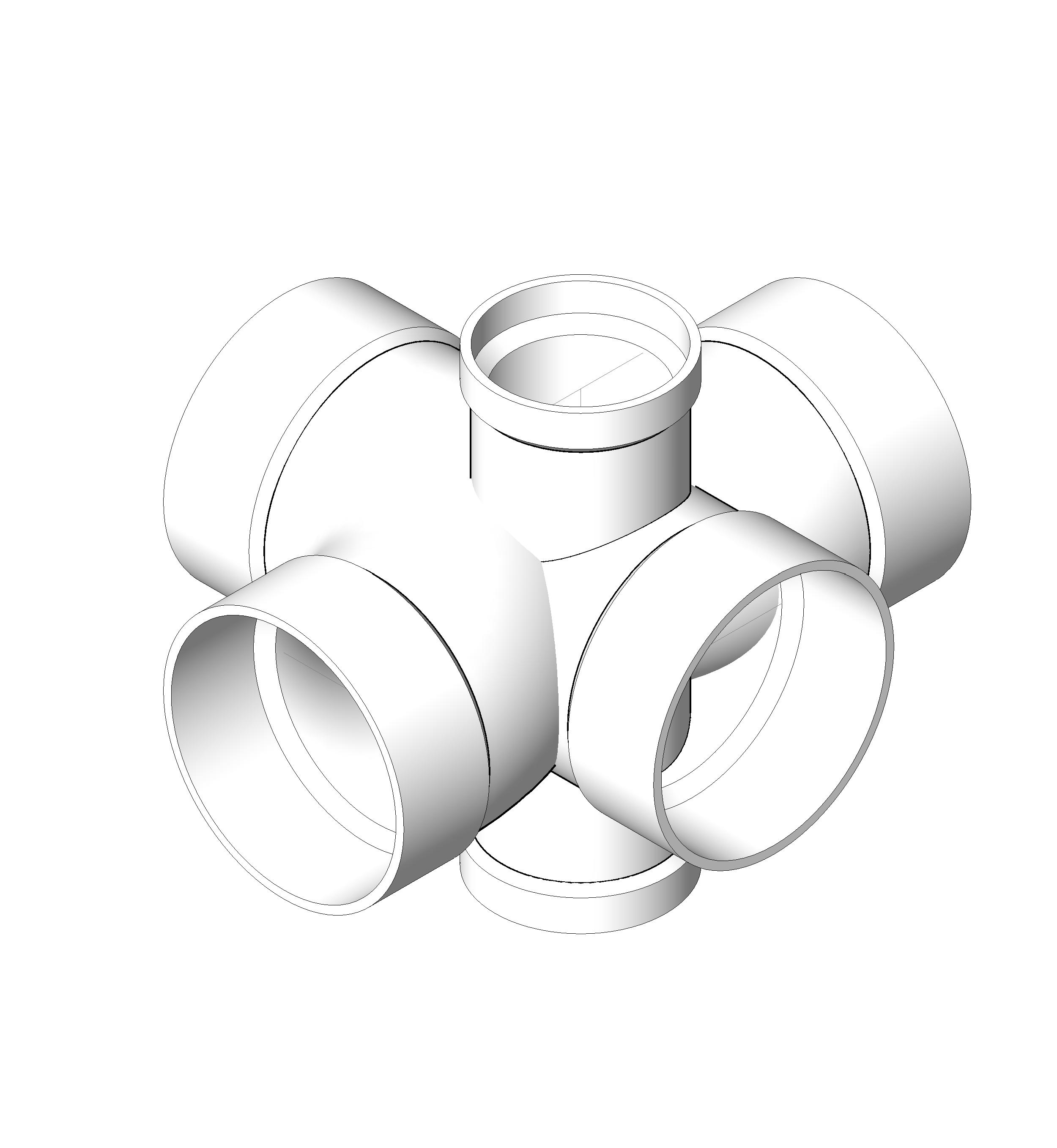 Pipe Fitting Double Sanitary Tee L R Side Inlet PVC revit family free download