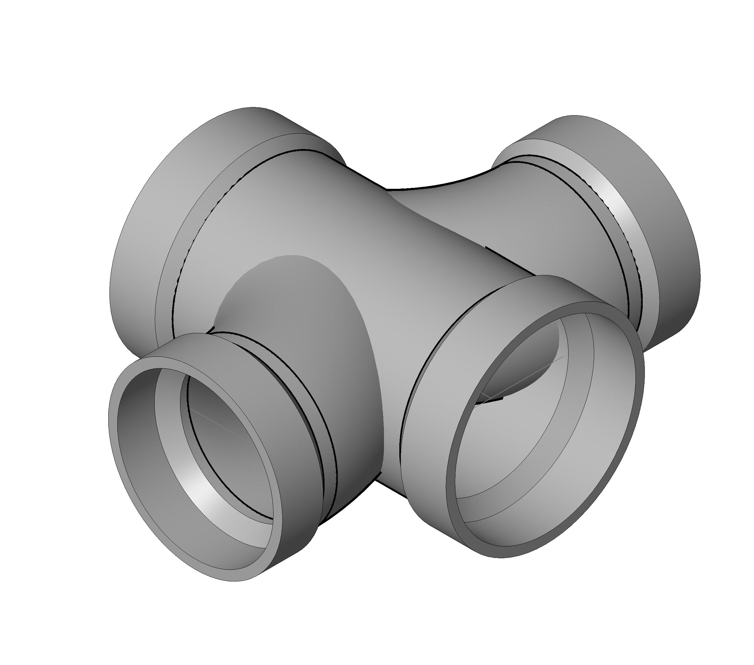 Pipe Fitting Double Sanitary Tee Reducing CPVC revit family free download