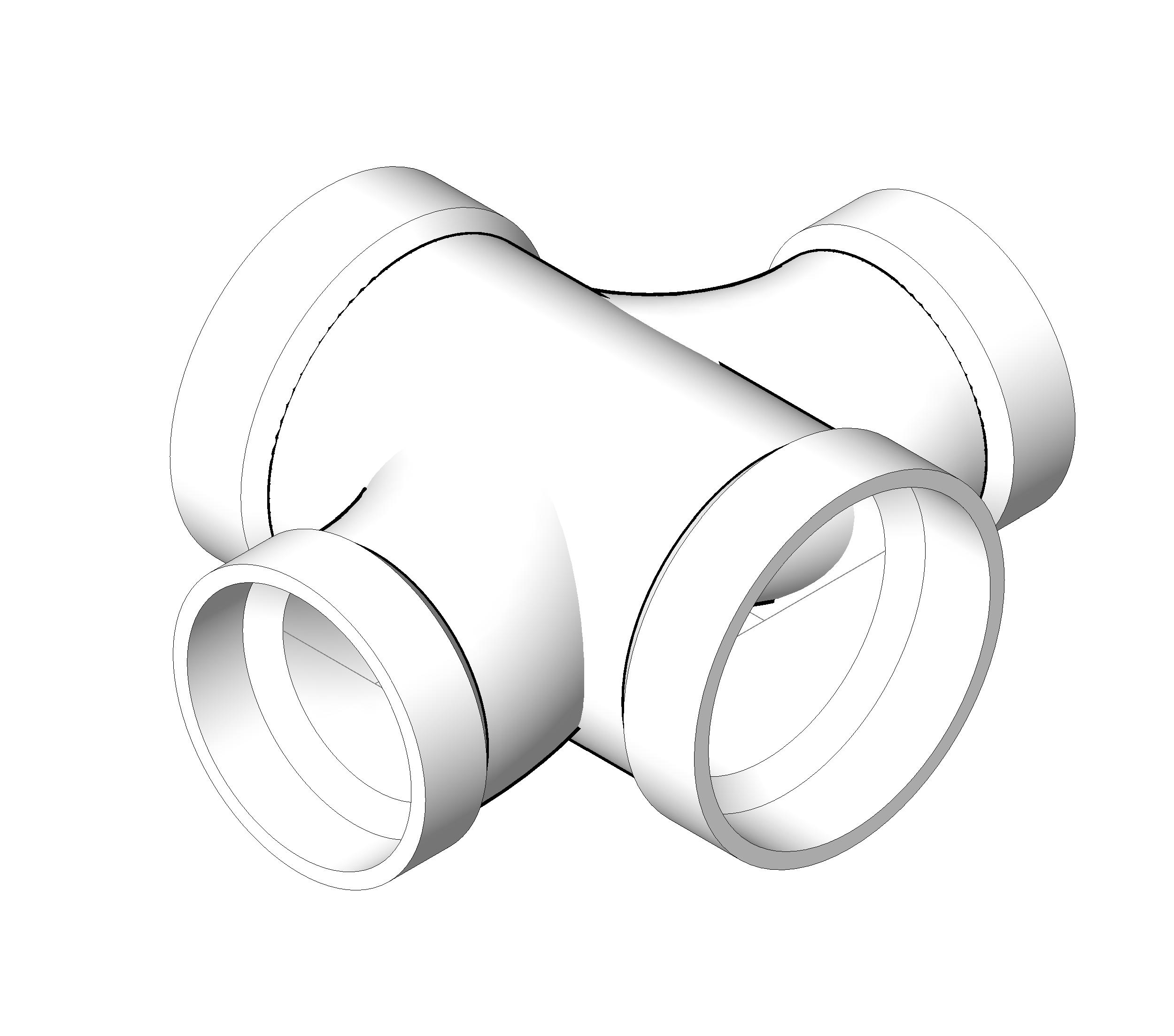 Pipe Fitting Double Sanitary Tee Reducing PVC revit family free download