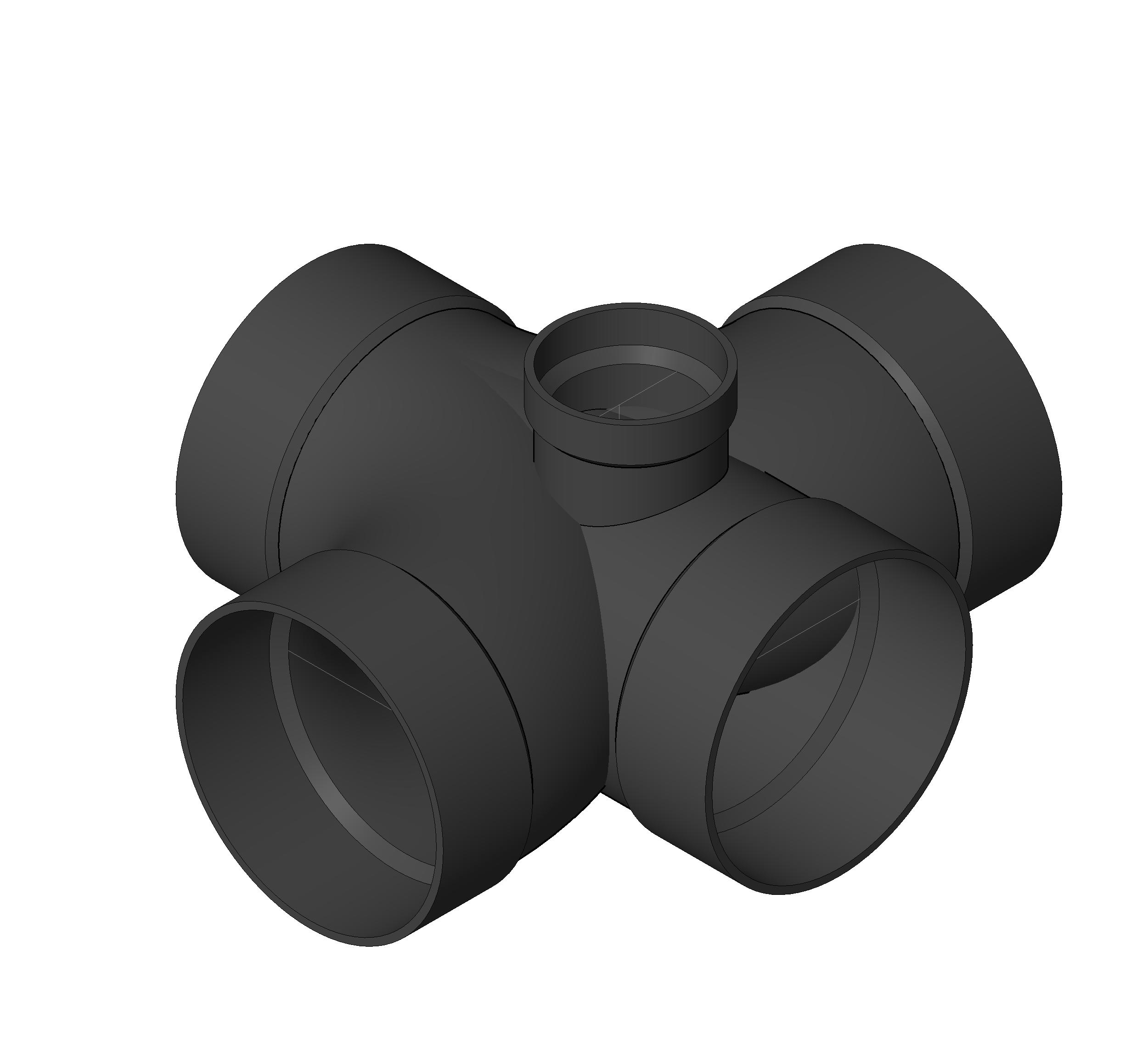 Pipe Fitting Double Sanitary Tee Side Inlet ABS revit family free download