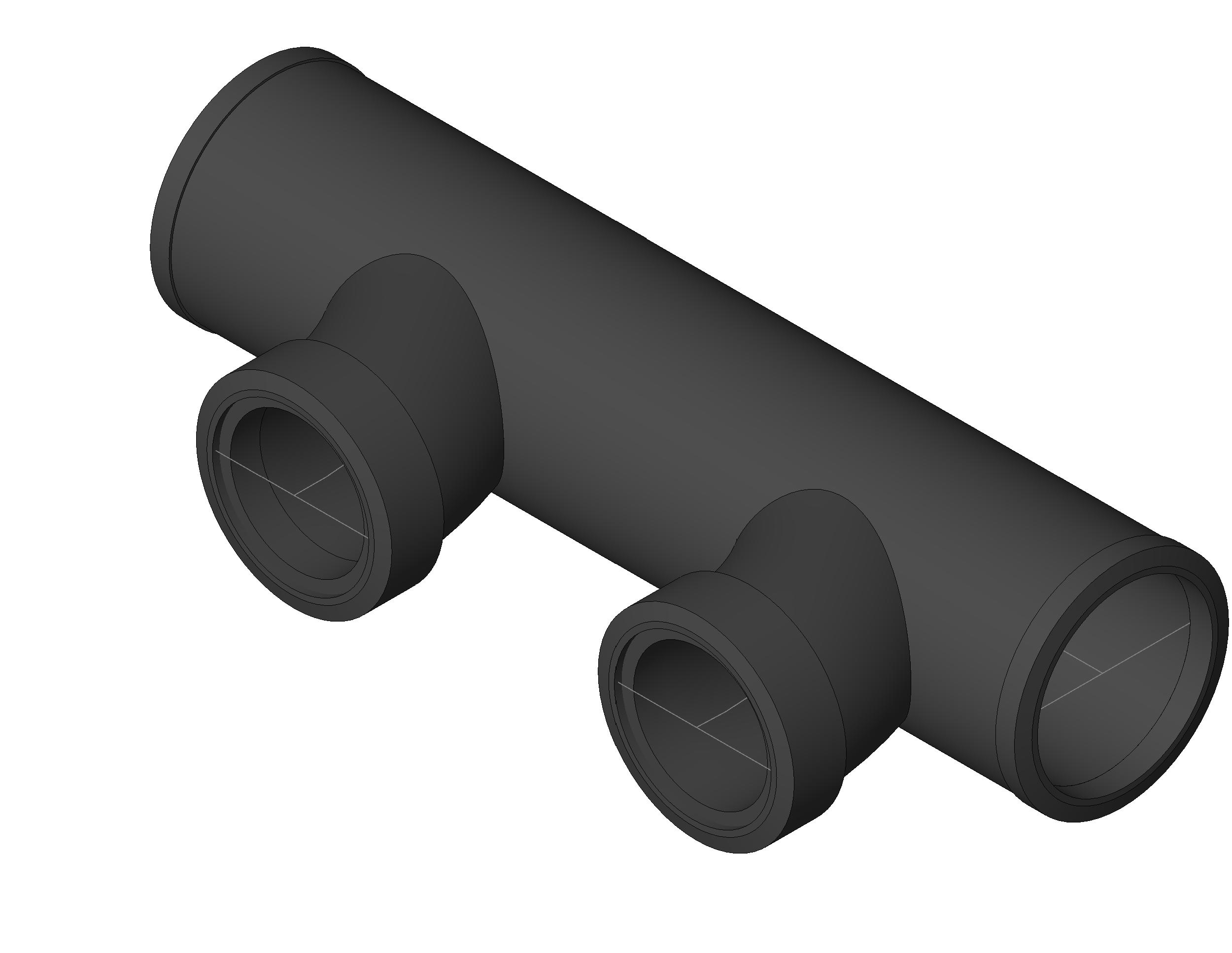 Pipe Fitting Double Vertical Sanitary Tapped Tee Cast Iron revit family free download