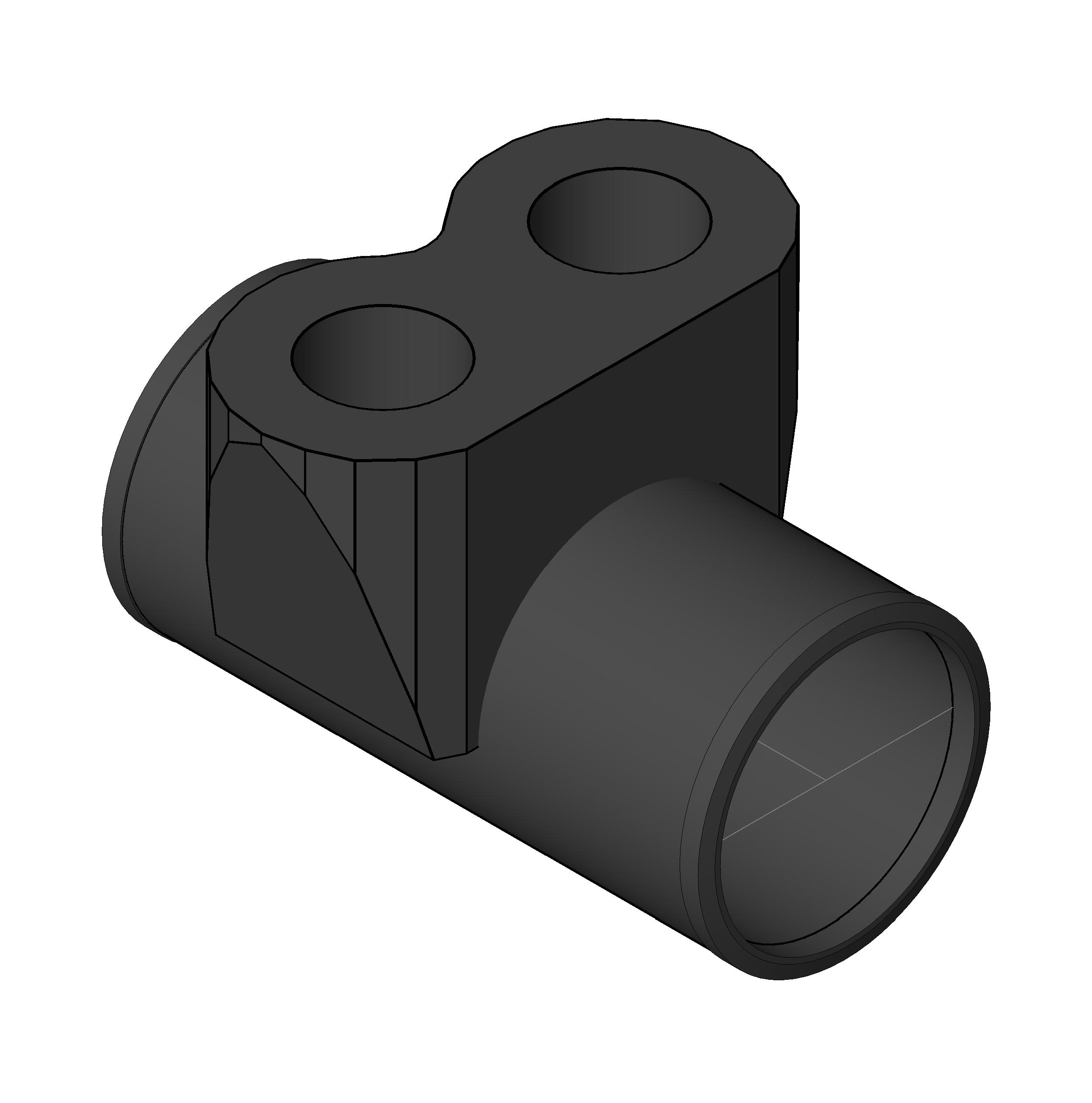 Pipe Fitting Horizontal Twin Tapped Cast Iron revit family free download