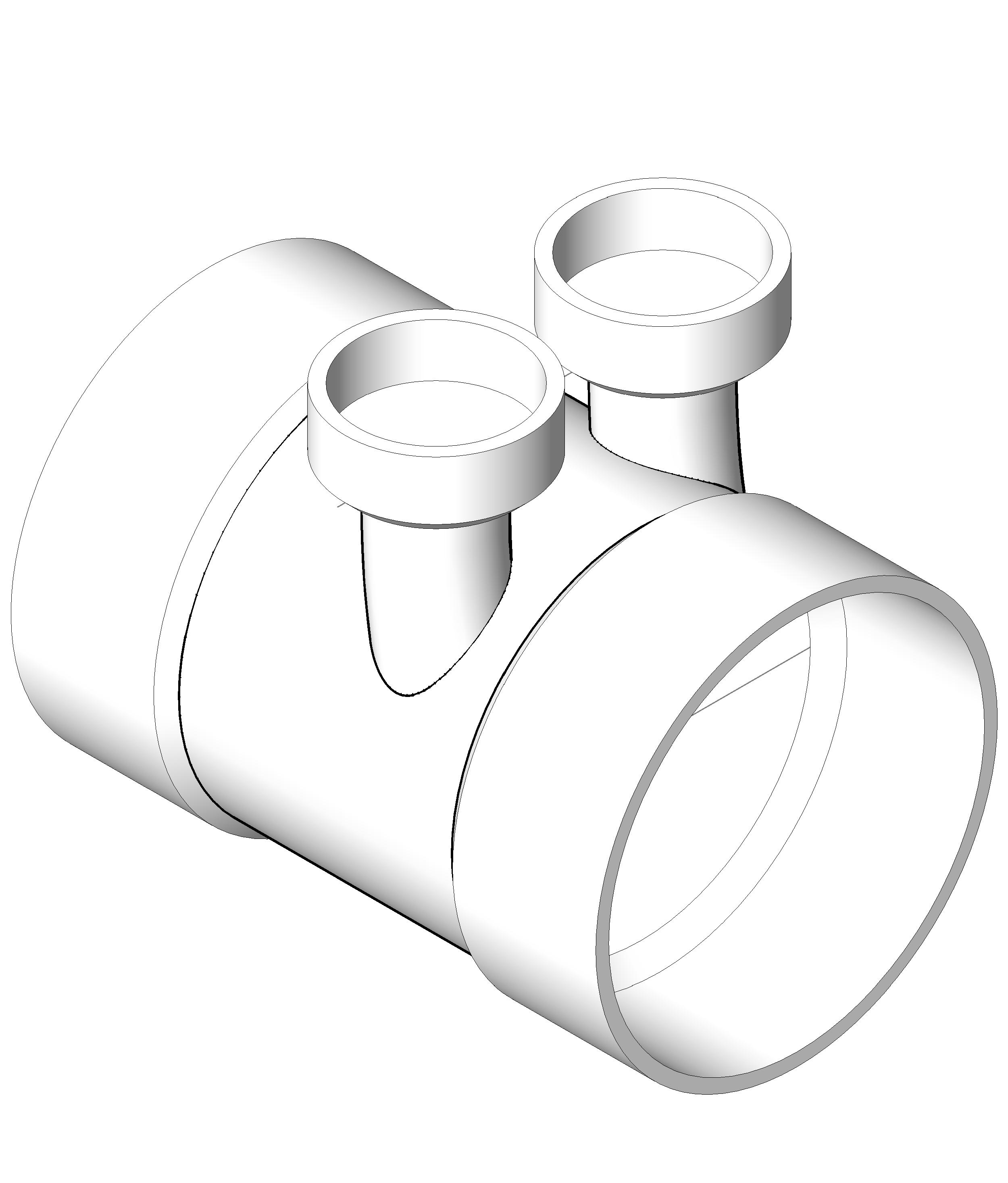 Pipe Fitting Horizontal Twin Tee PVC revit family free download
