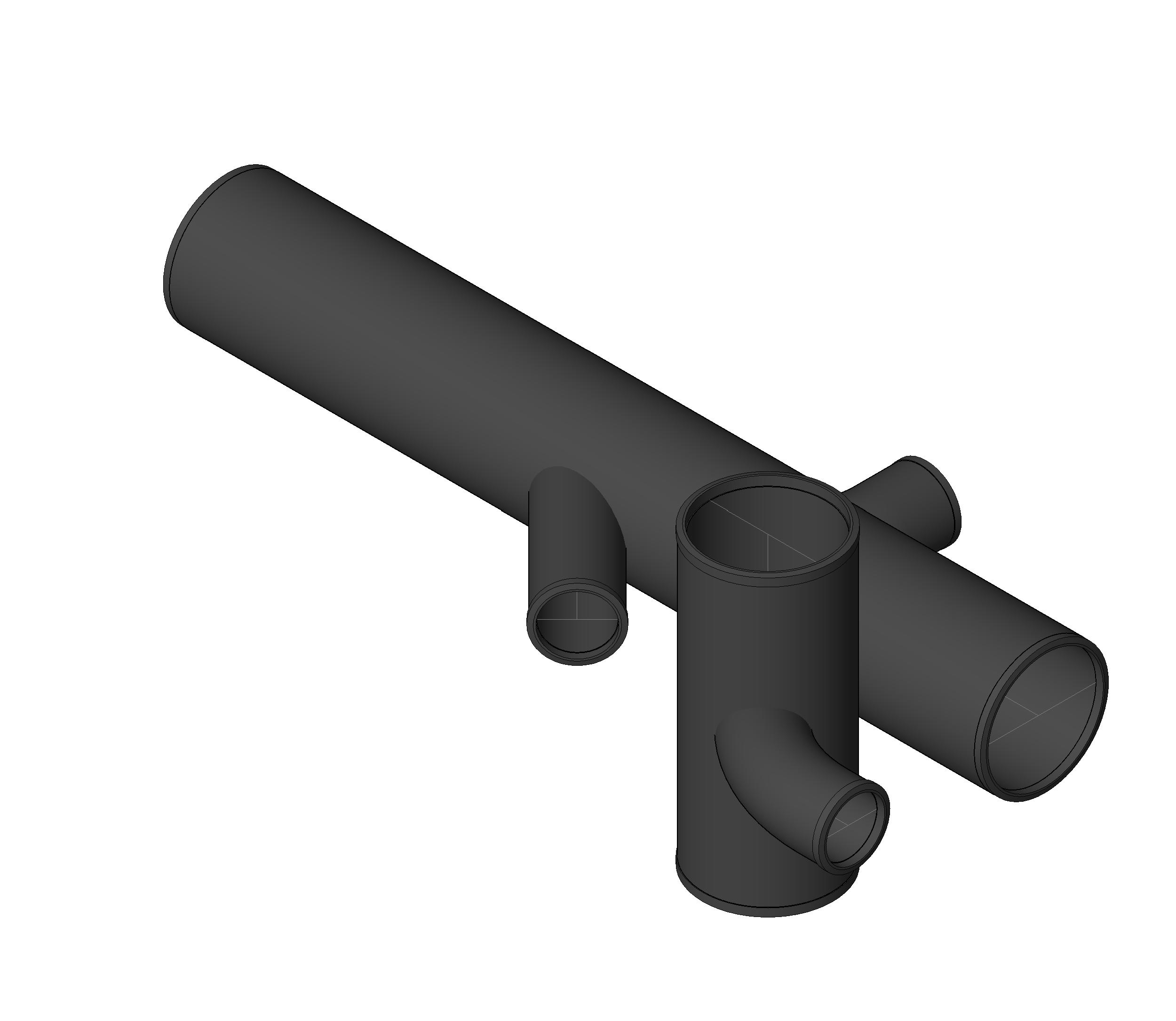 Pipe Fitting No Hub Starter Fitting 2in No Hub Inlets DBL Cast Iron revit family free download