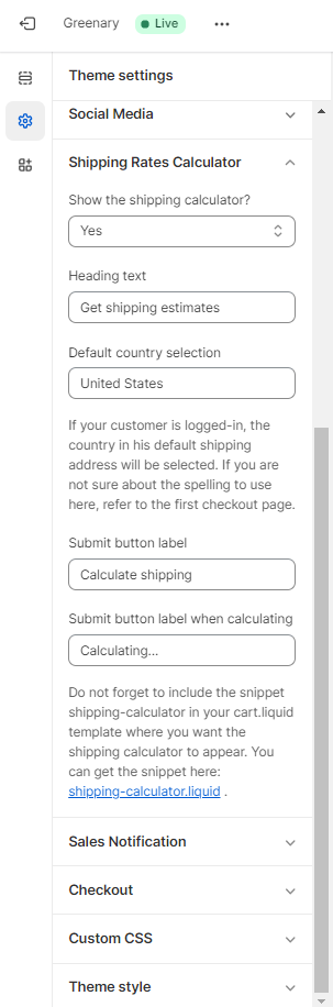 shipping rate