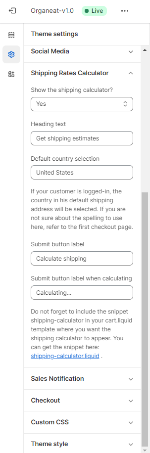 shipping rate