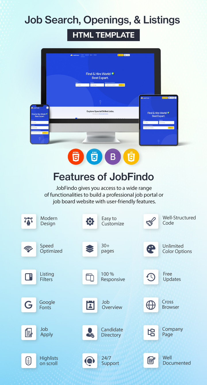 JobFindo - Job Board HTML Template
