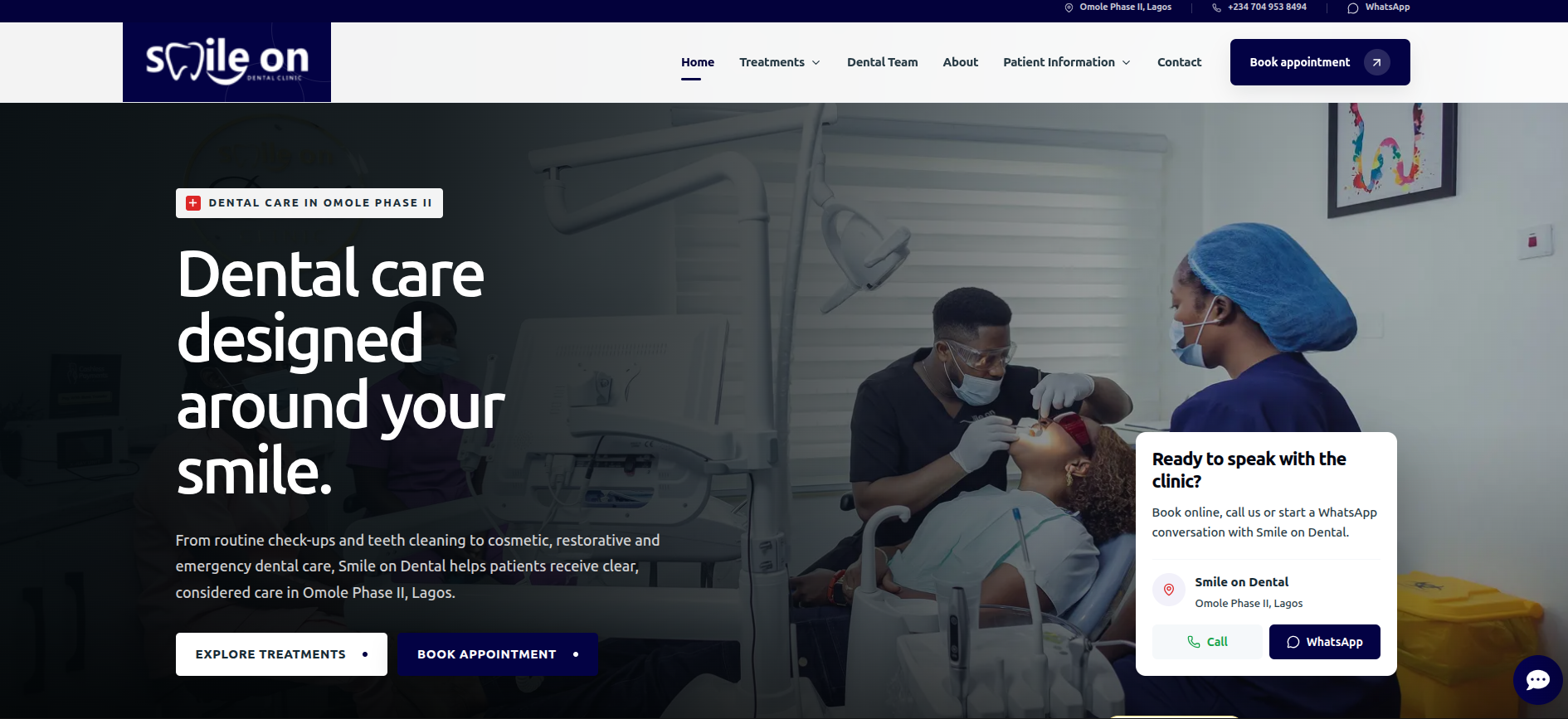 Smile On Dental Web Platform website