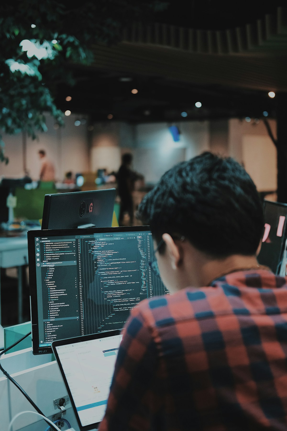 Software developer working at a computer