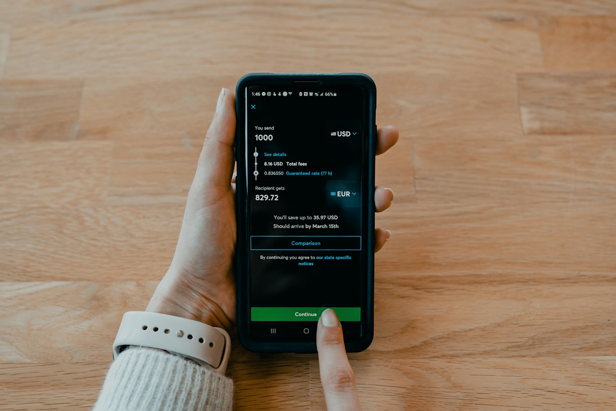 Person holding an Android smartphone