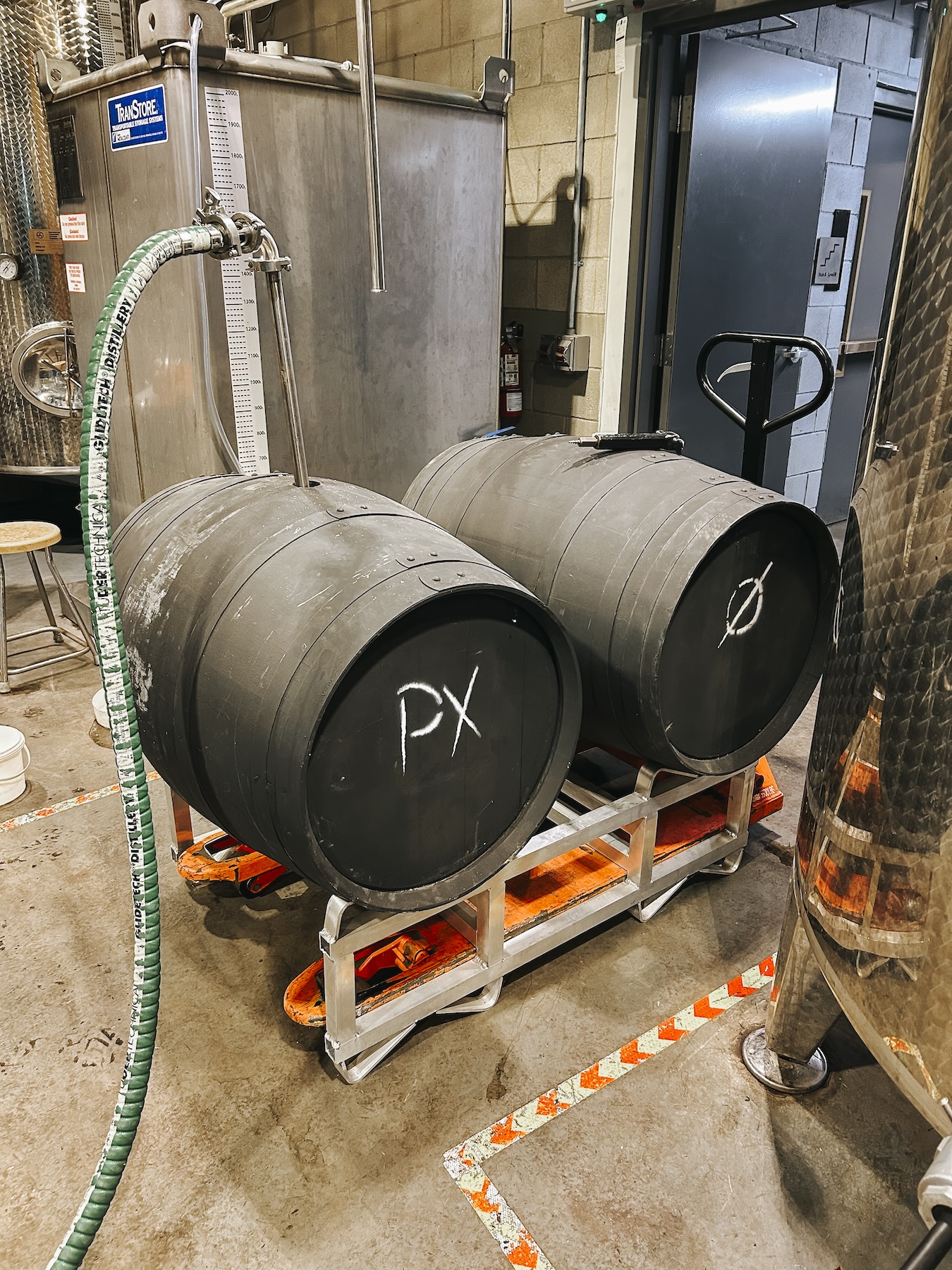 Pedro Ximénez and Oloroso Solera Casks being filled with whisky at Spring Mill Distillery.