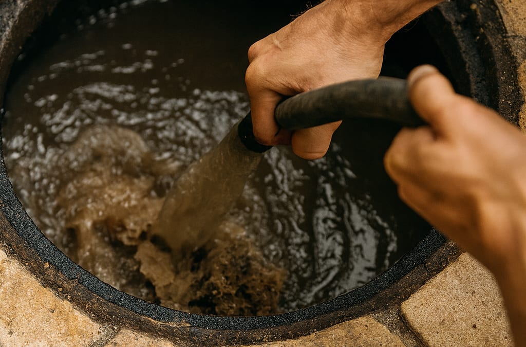 Outside drain blocked with cooking oil and grease