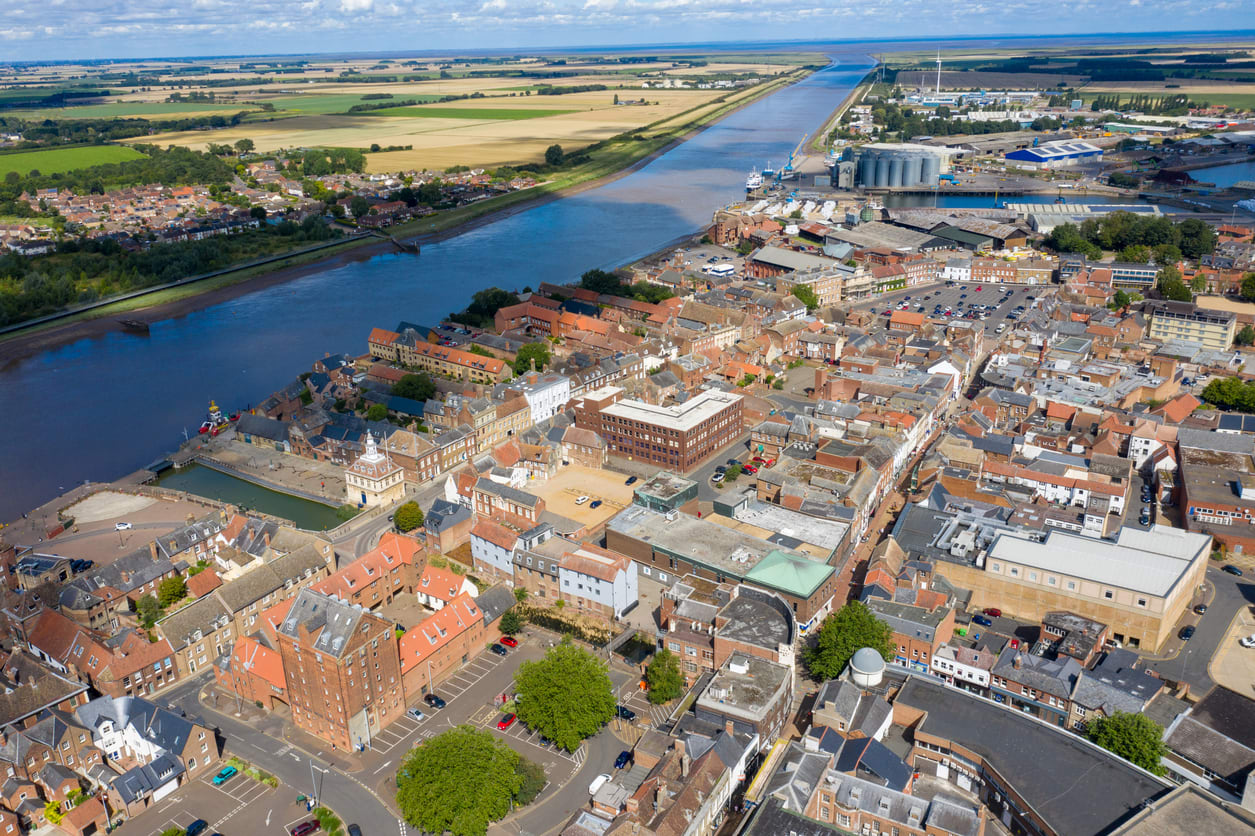 Aerial view of Kings Lynn in Norfolk