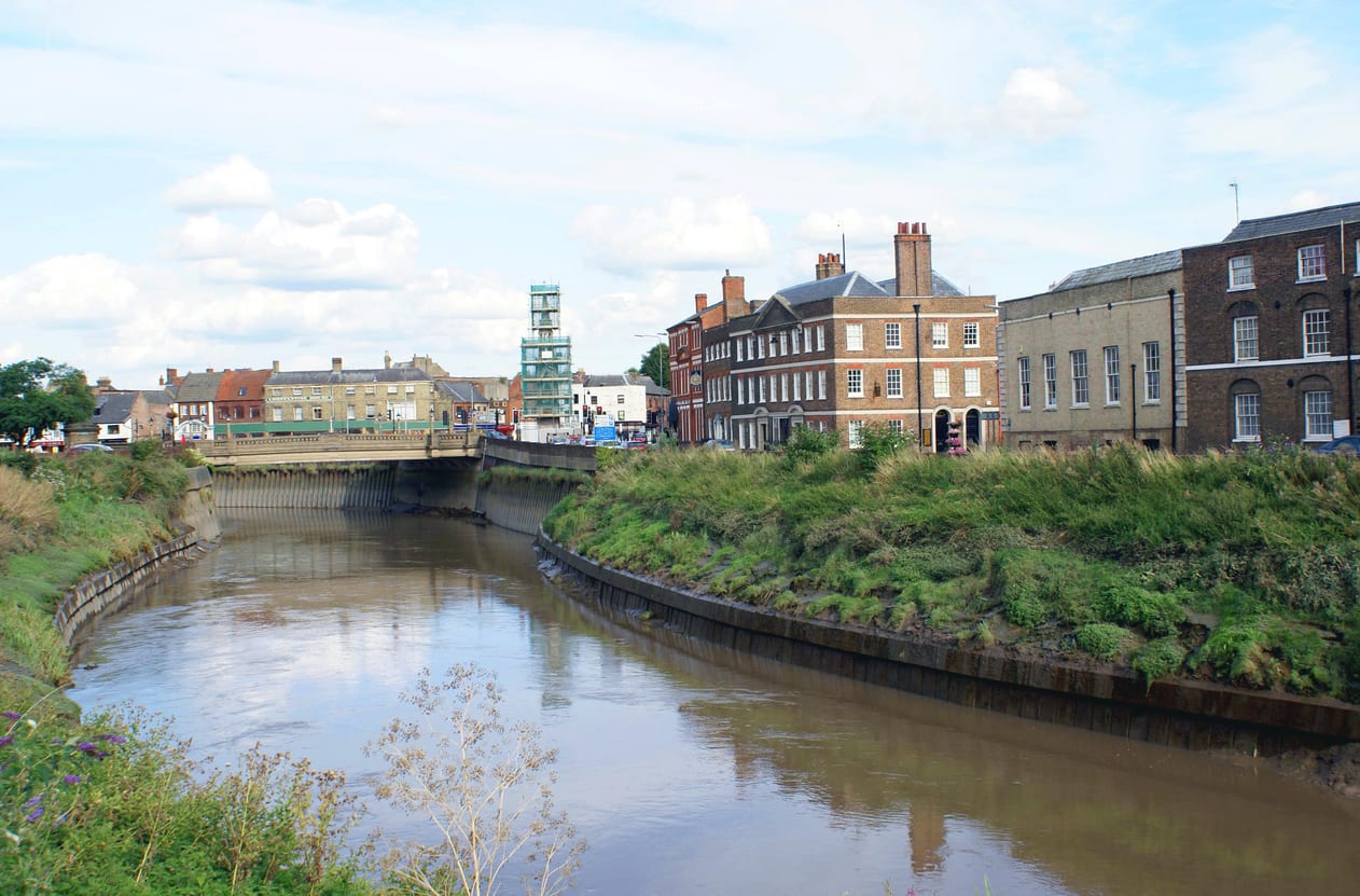 A view of Wisbech in Cambridgeshire overlooking the river