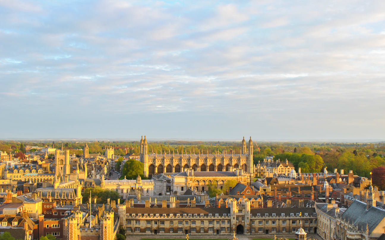 Aerial view overlooking Cambridge