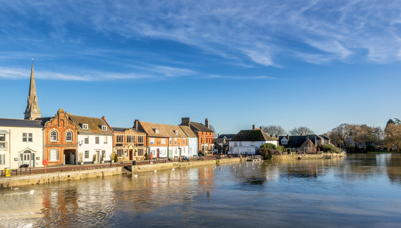 A view of St Ives looking across the river greta ouse