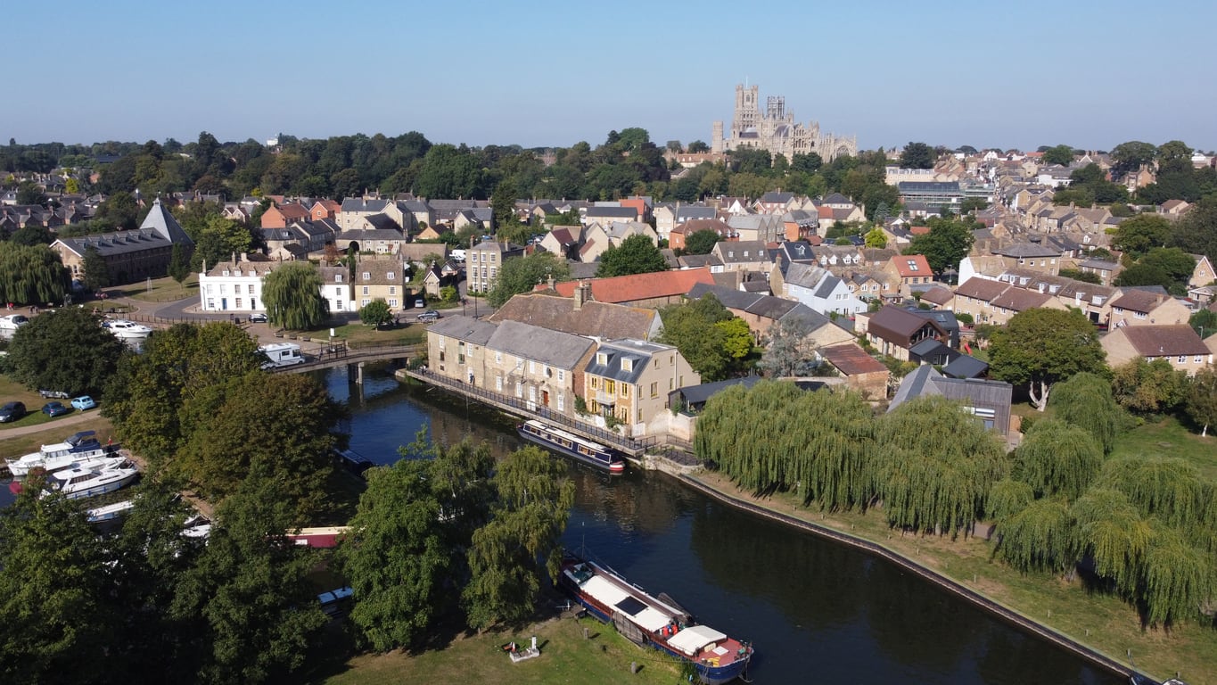 Aerial view overlooking Ely