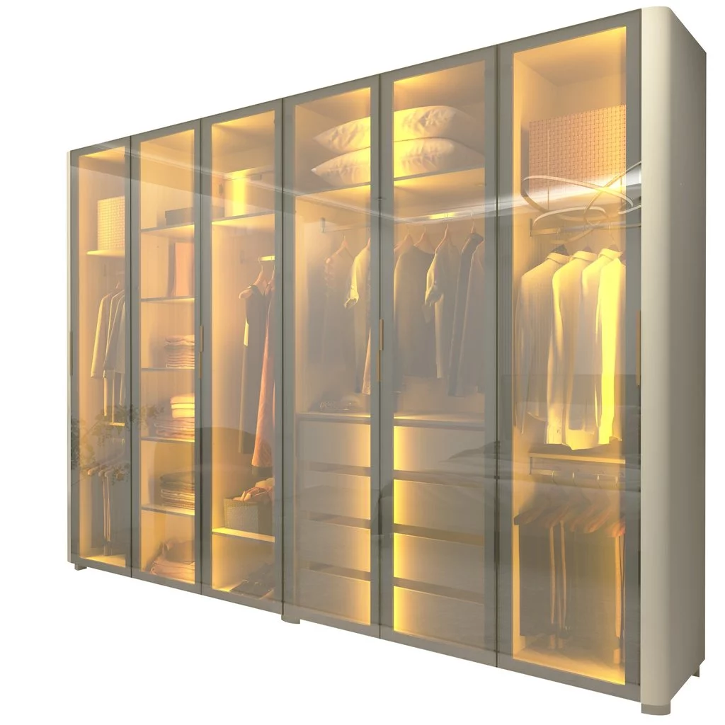 Montagem de Guarda-Roupa Casal 6 Portas Reflecta com LED Innova 100% MDF