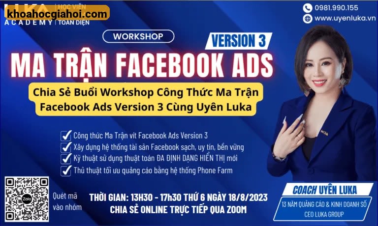 Buổi Workshop Công Thức Ma Trận Facebook Ads Version 3 Cùng Uyên Luka