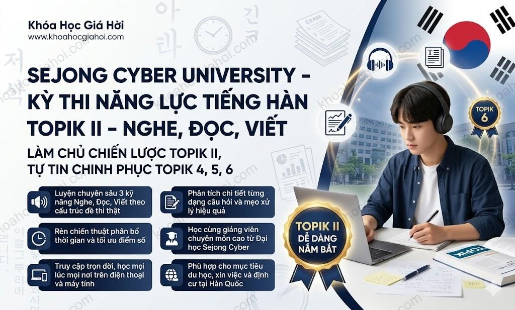 Sejong Cyber University - Kỳ Thi Năng Lực Tiếng Hàn Topik II – Nghe , Đọc ,viết